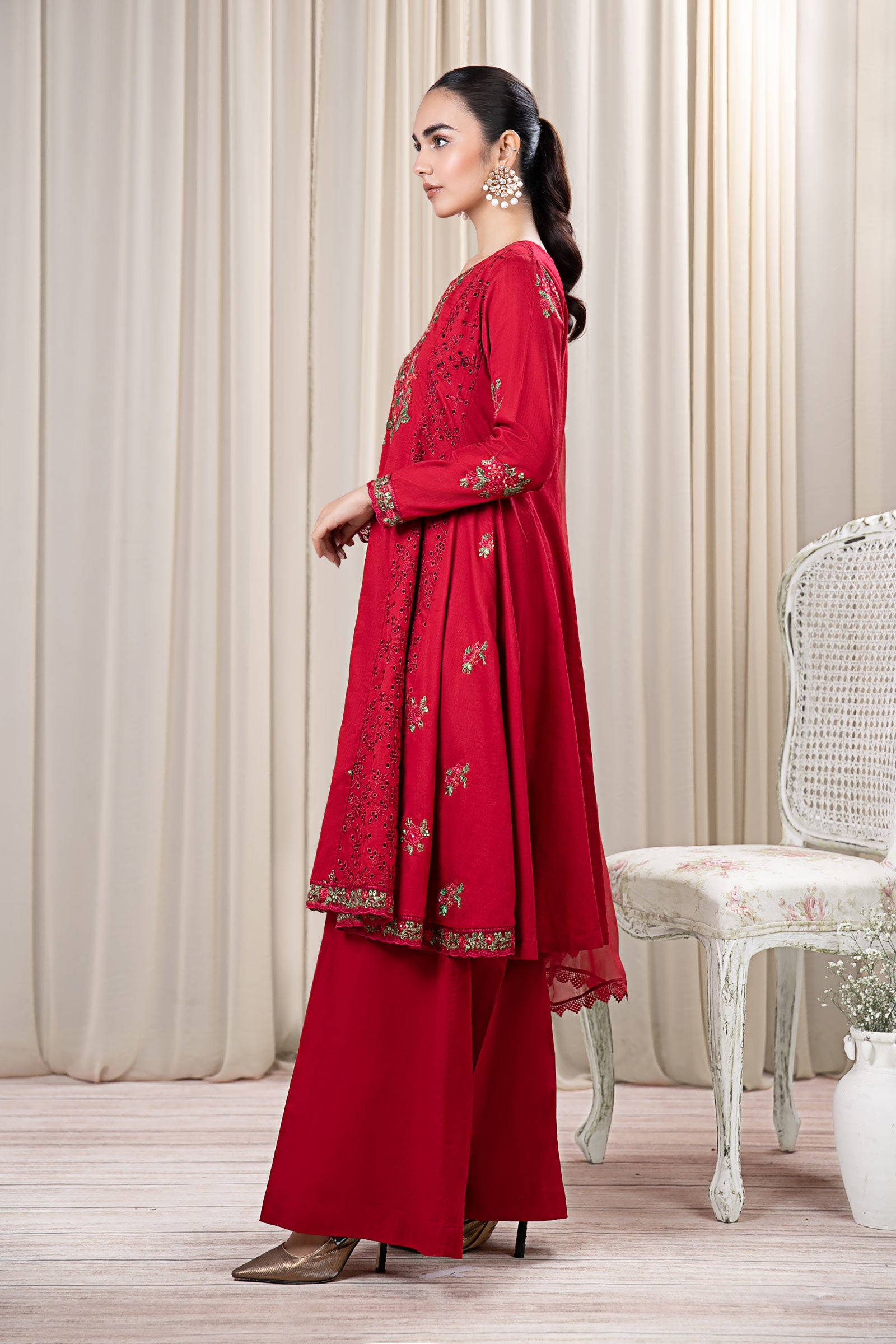 3 Piece Embroidered Dobby Suit