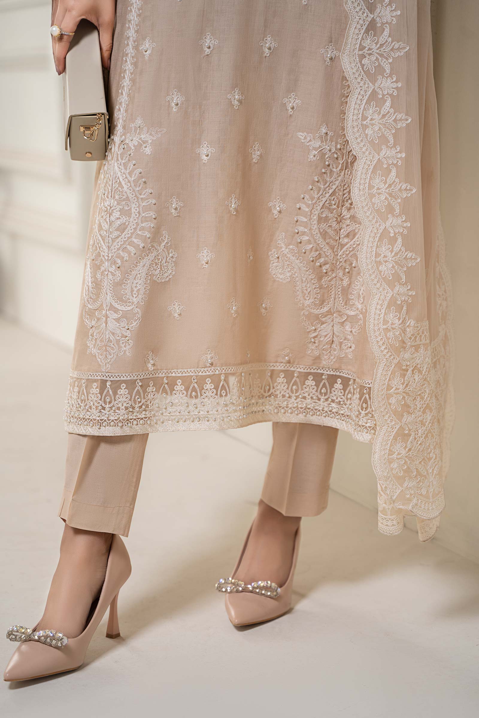 3 Piece Embroidered Self Jacquard Suit