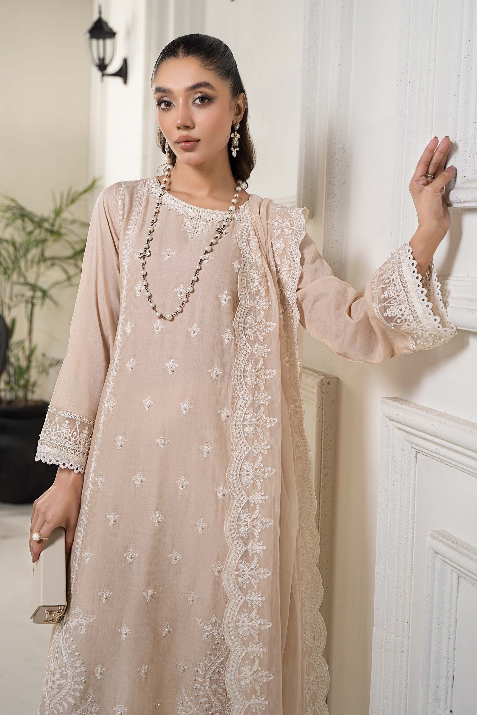 3 Piece Embroidered Self Jacquard Suit