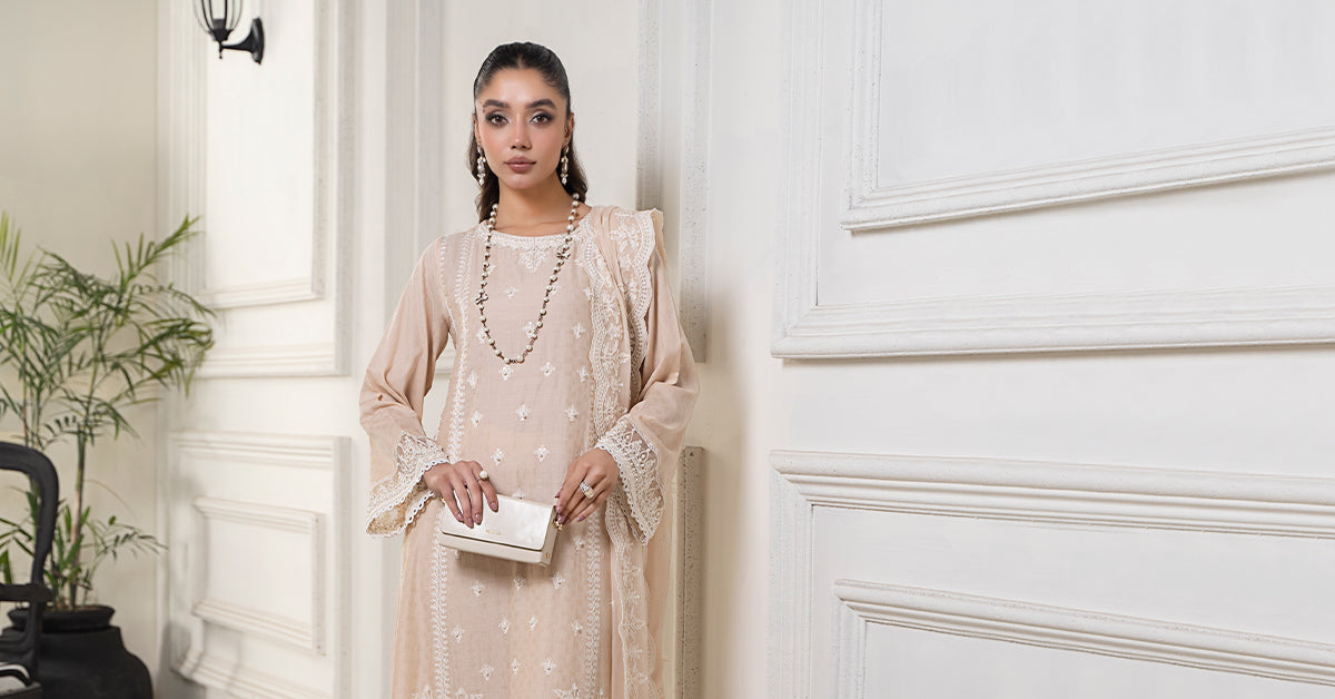 3 Piece Embroidered Self Jacquard Suit