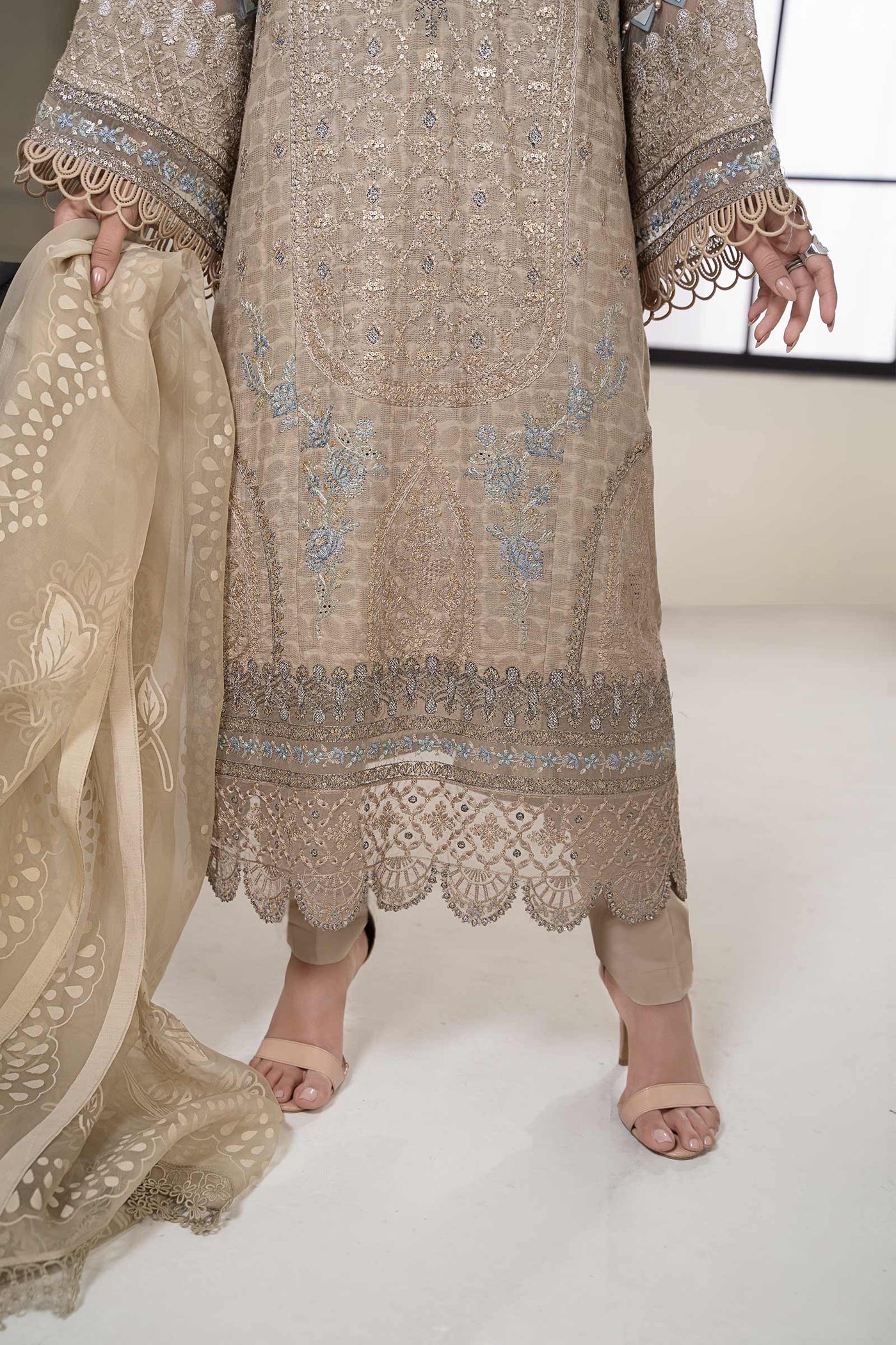 3 Piece Embroidered Self Jacquard Suit