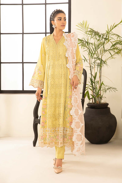 3 PIECE EMBROIDERED LAWN SUIT | DW-EF24-33 Casuals DWE2433-ESM-OLG