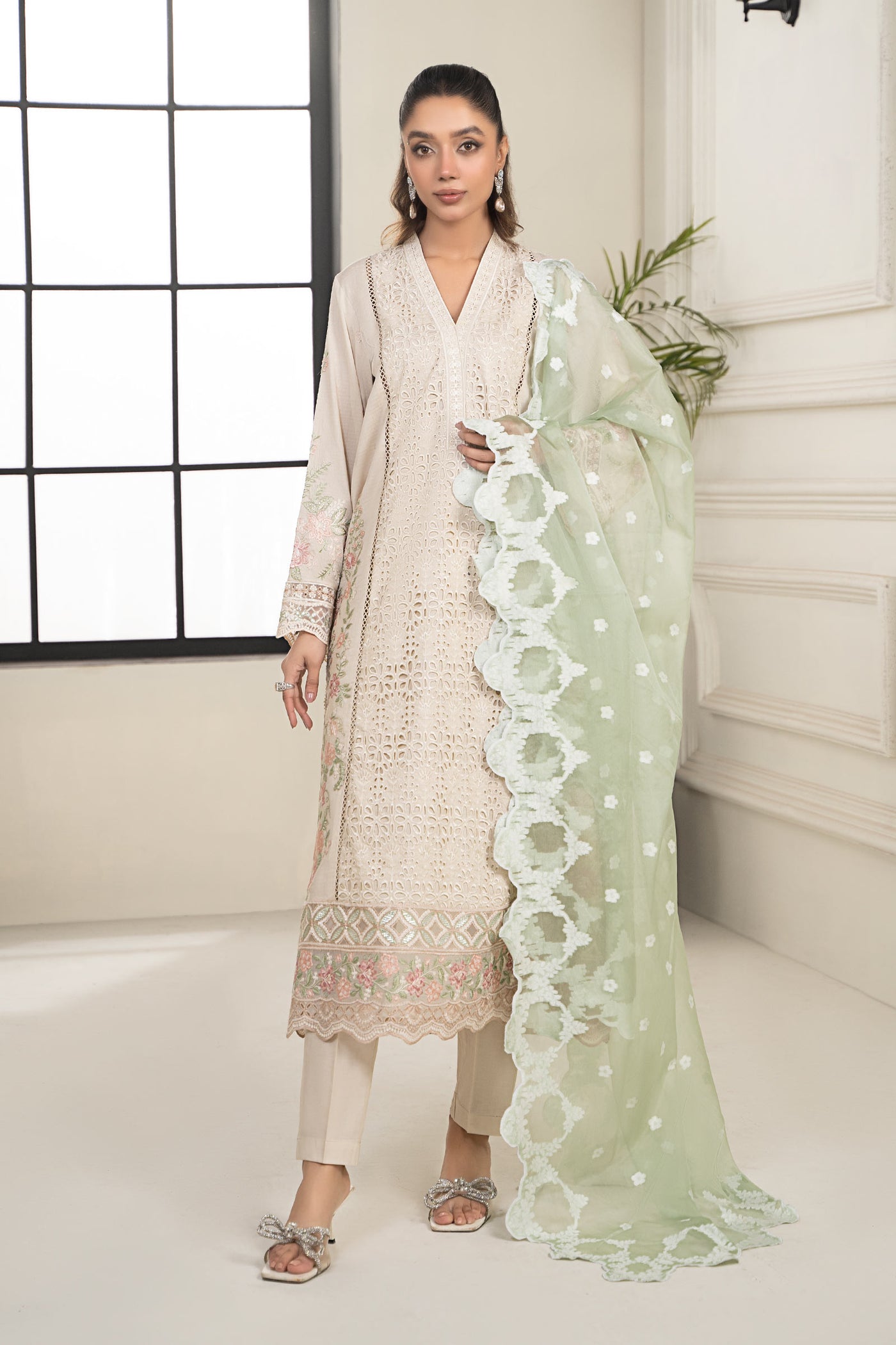 3 Piece Embroidered Lawn Suit | DW-EF24-33