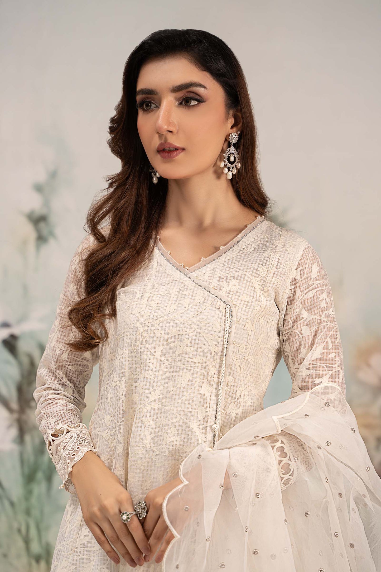 3 Piece Embroidered Organza Suit
