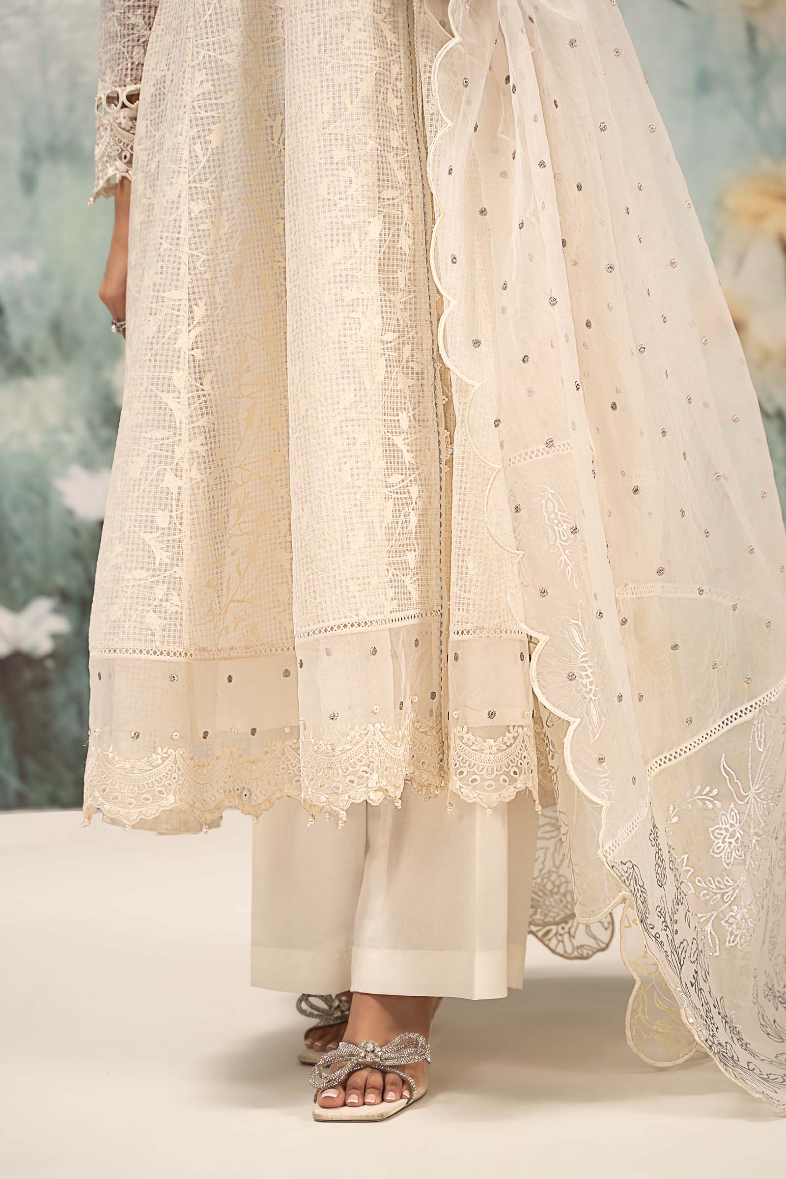 3 Piece Embroidered Organza Suit