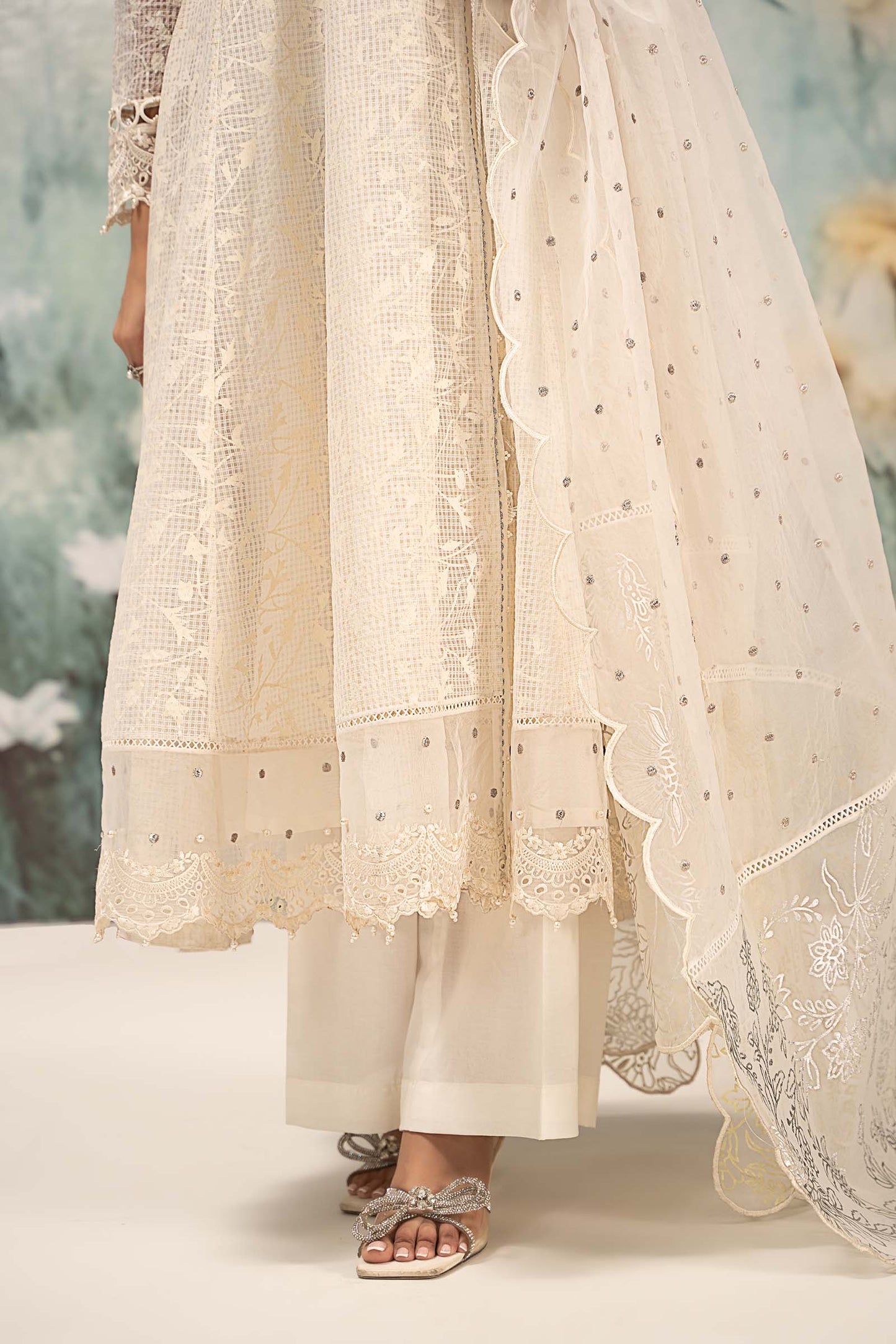 3 Piece Embroidered Organza Suit