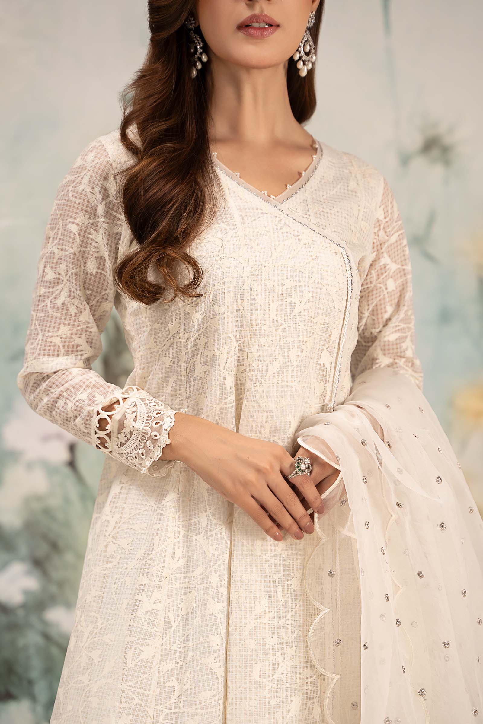 3 Piece Embroidered Organza Suit
