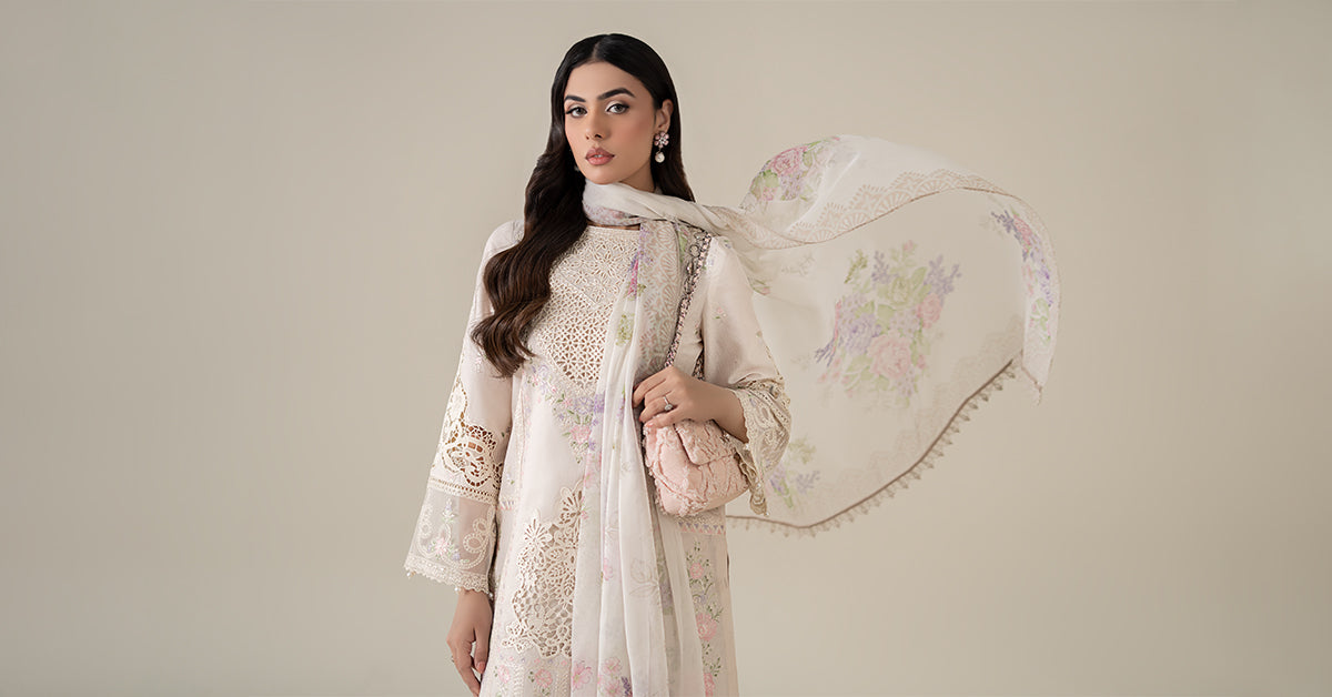 3 Piece Embroidered Dobby Lawn Suit