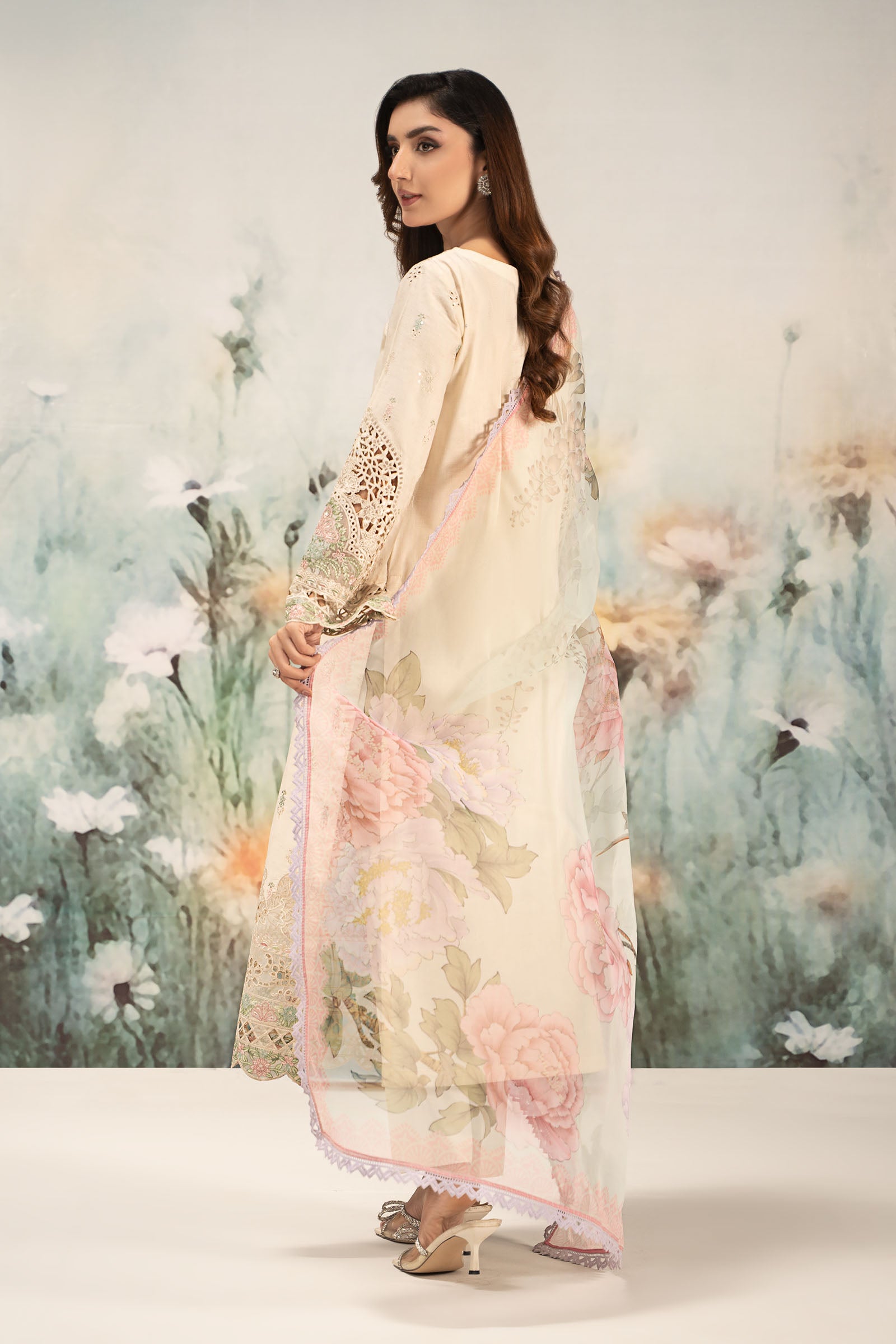 3 Piece Embroidered Self Jacquard Lawn Suit