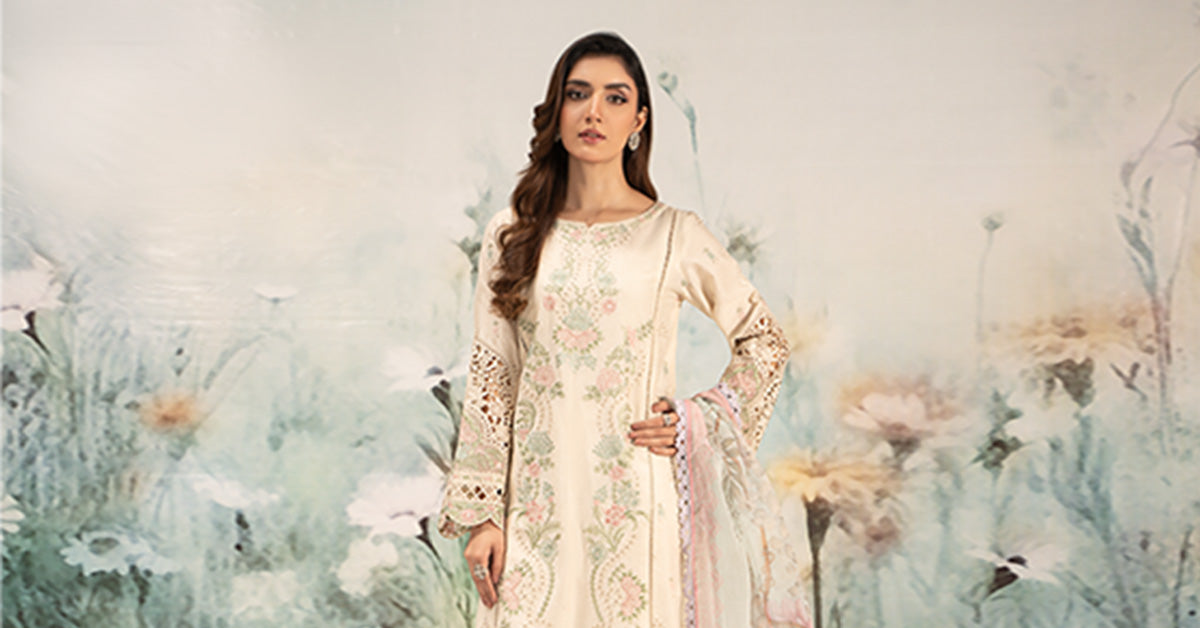 3 Piece Embroidered Self Jacquard Lawn Suit