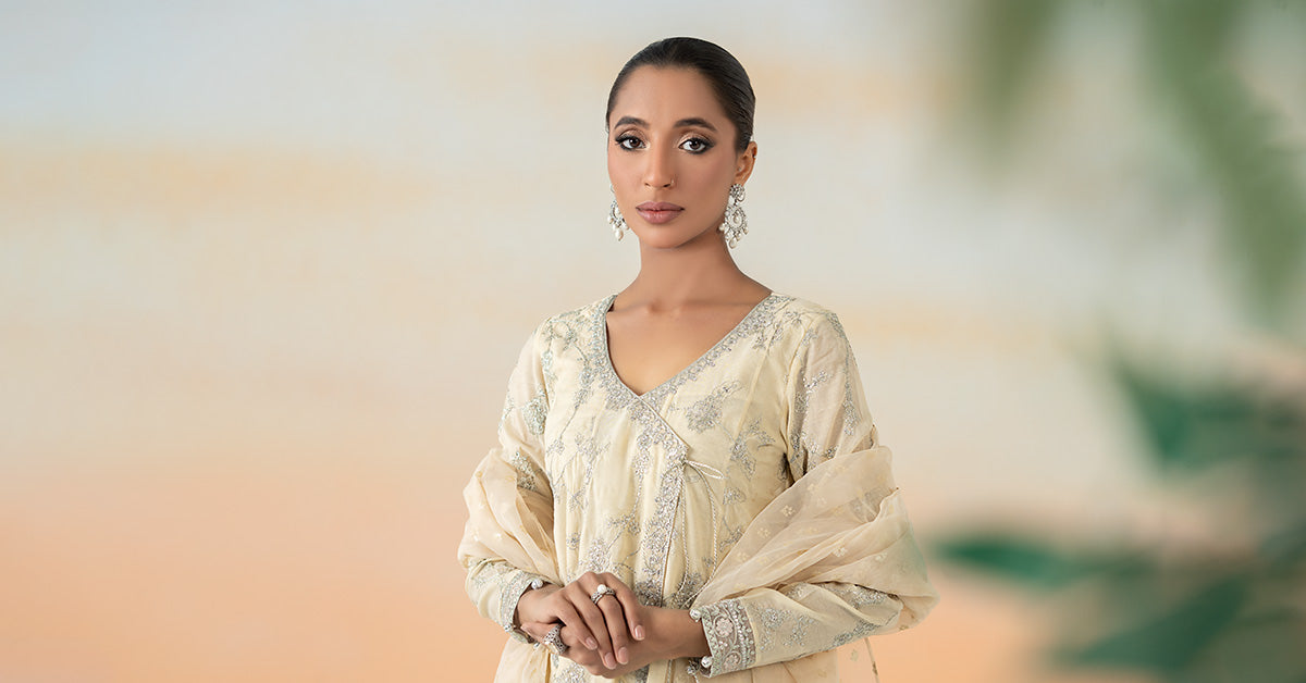 3 Piece Embroidered Paper Cotton Suit