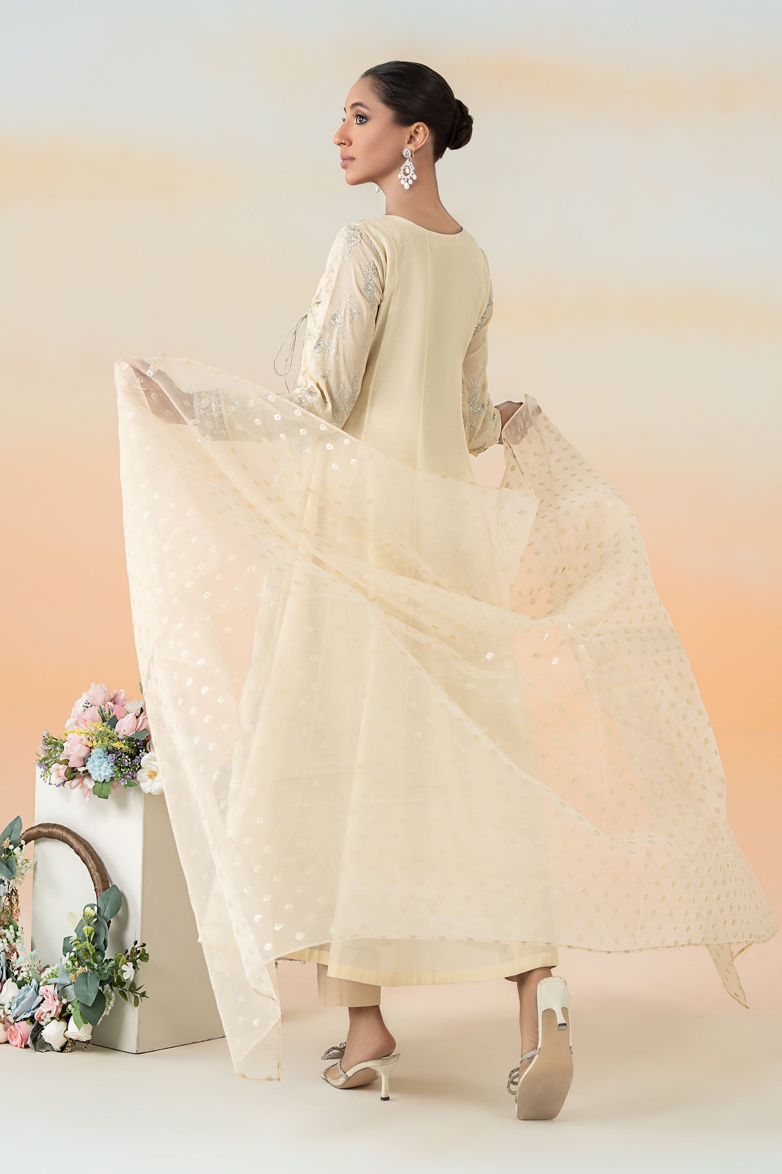 3 Piece Embroidered Paper Cotton Suit