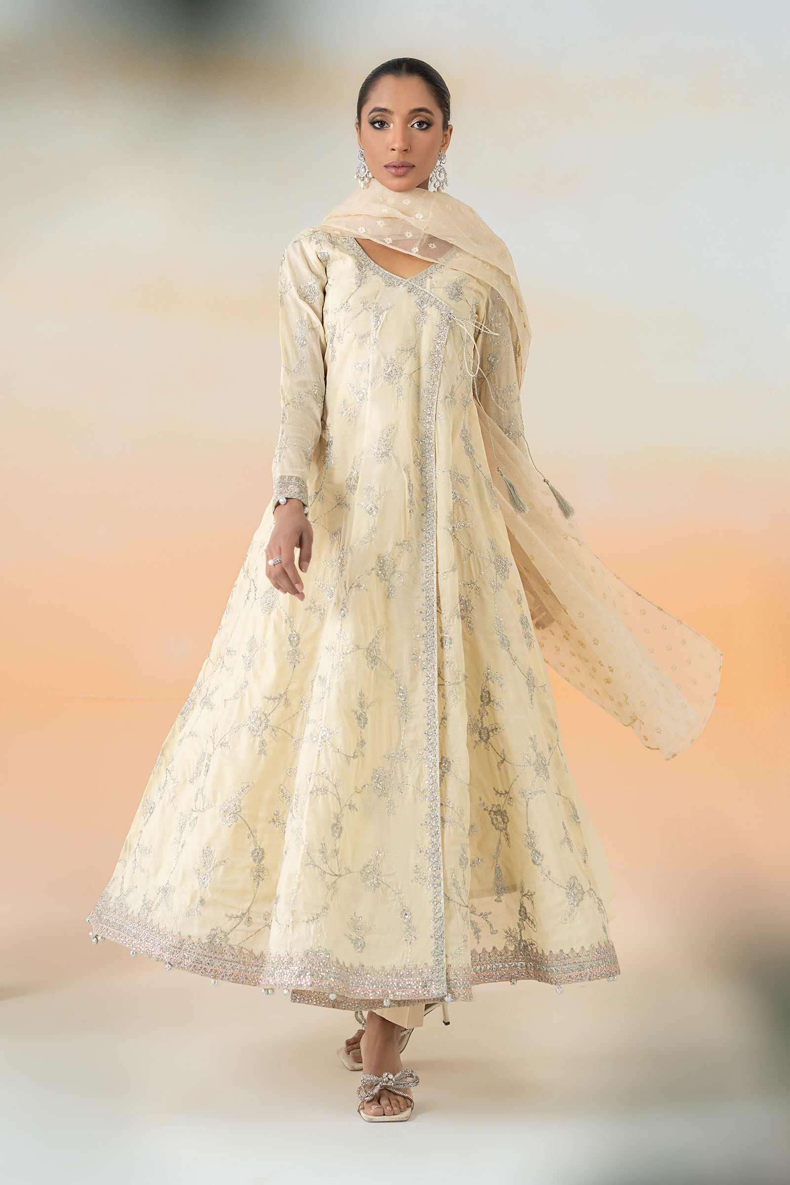 3 Piece Embroidered Paper Cotton Suit