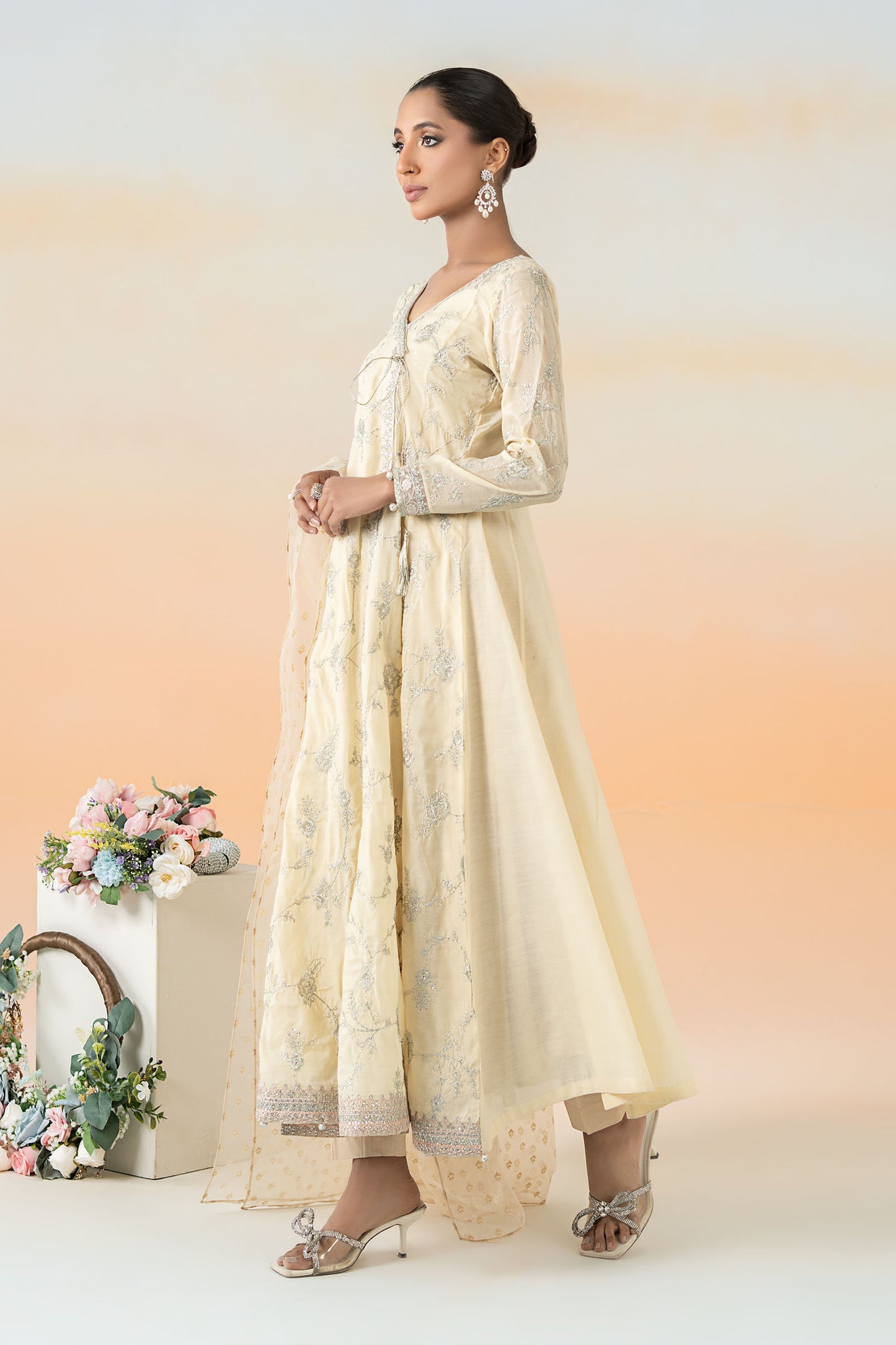 3 Piece Embroidered Paper Cotton Suit