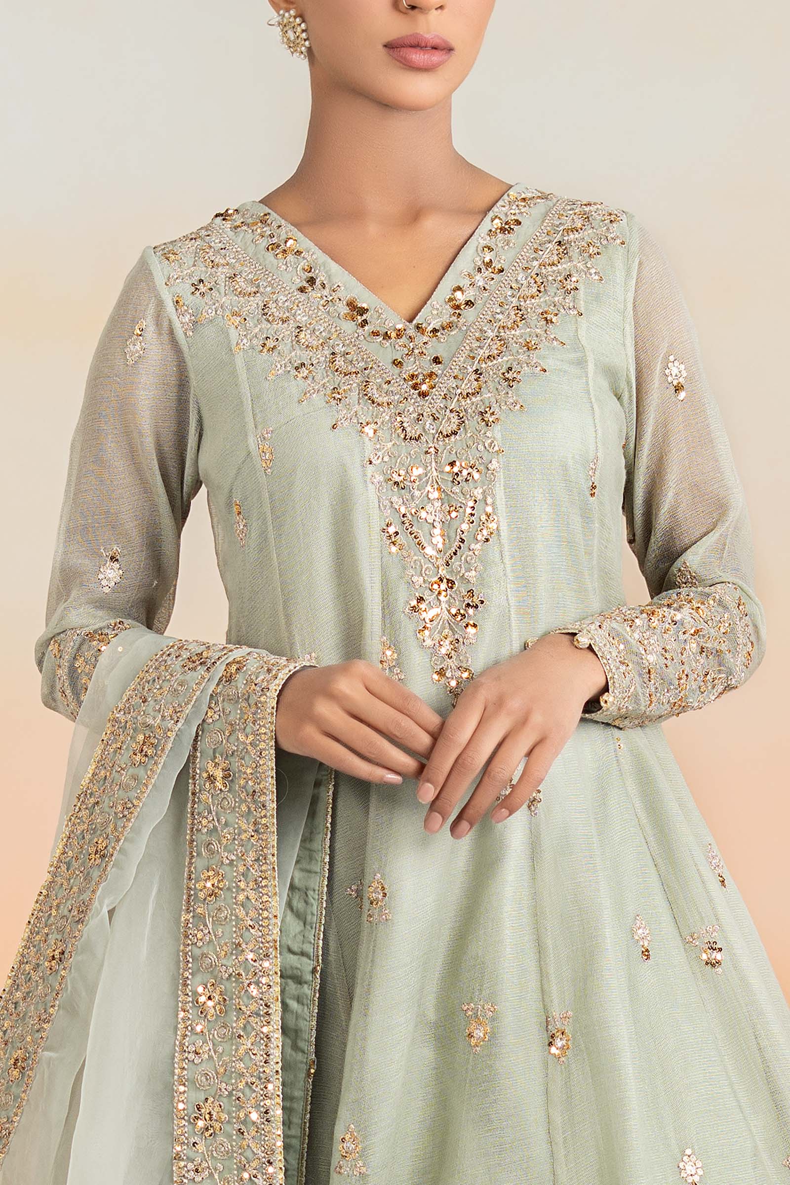 3 Piece Embroidered Cotton Net Suit