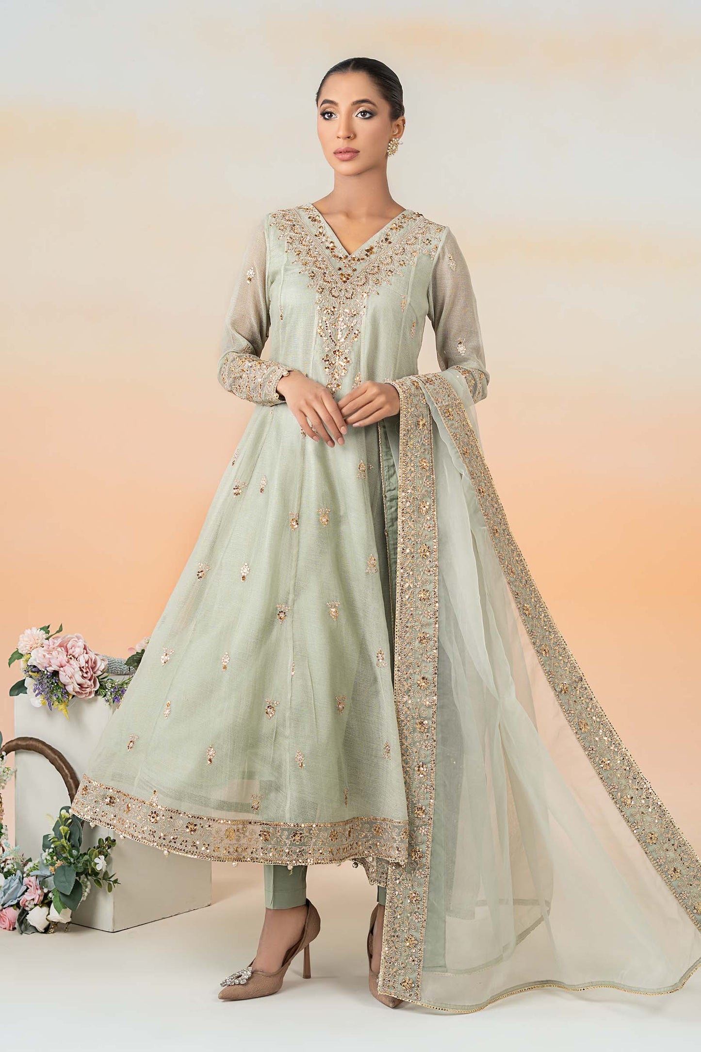 3 Piece Embroidered Cotton Net Suit