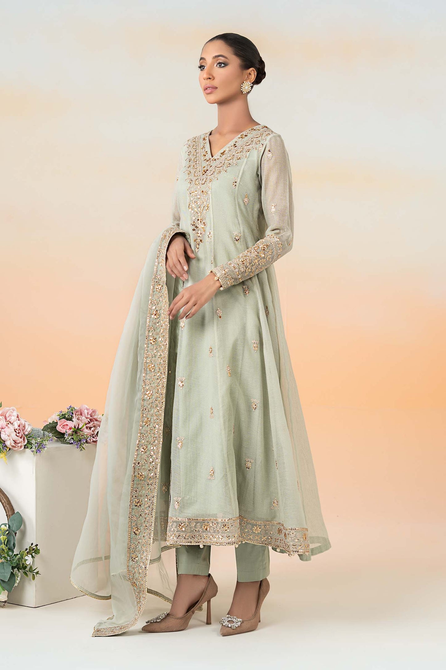 3 Piece Embroidered Cotton Net Suit