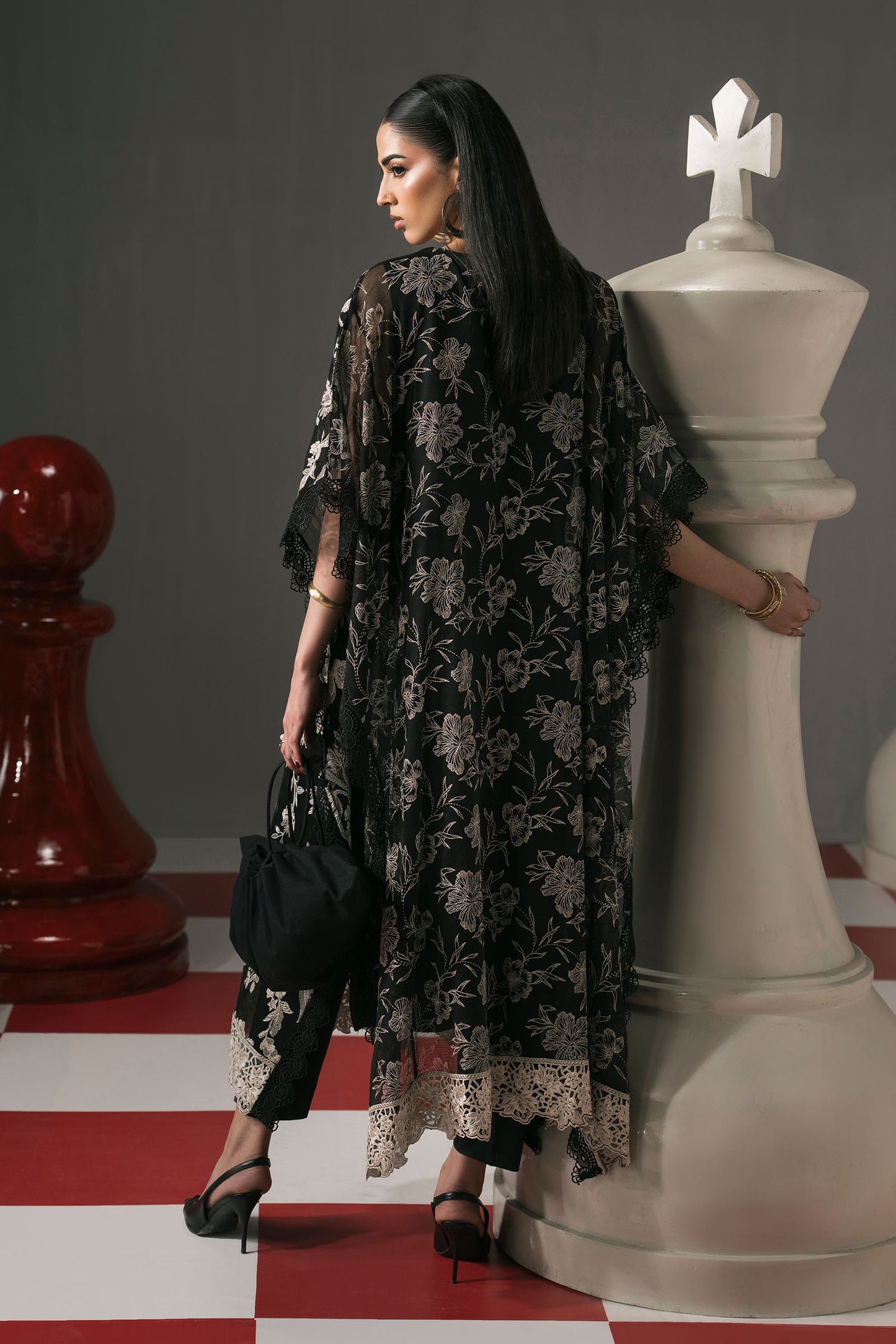 3 Piece Embroidered Cotton Net Suit