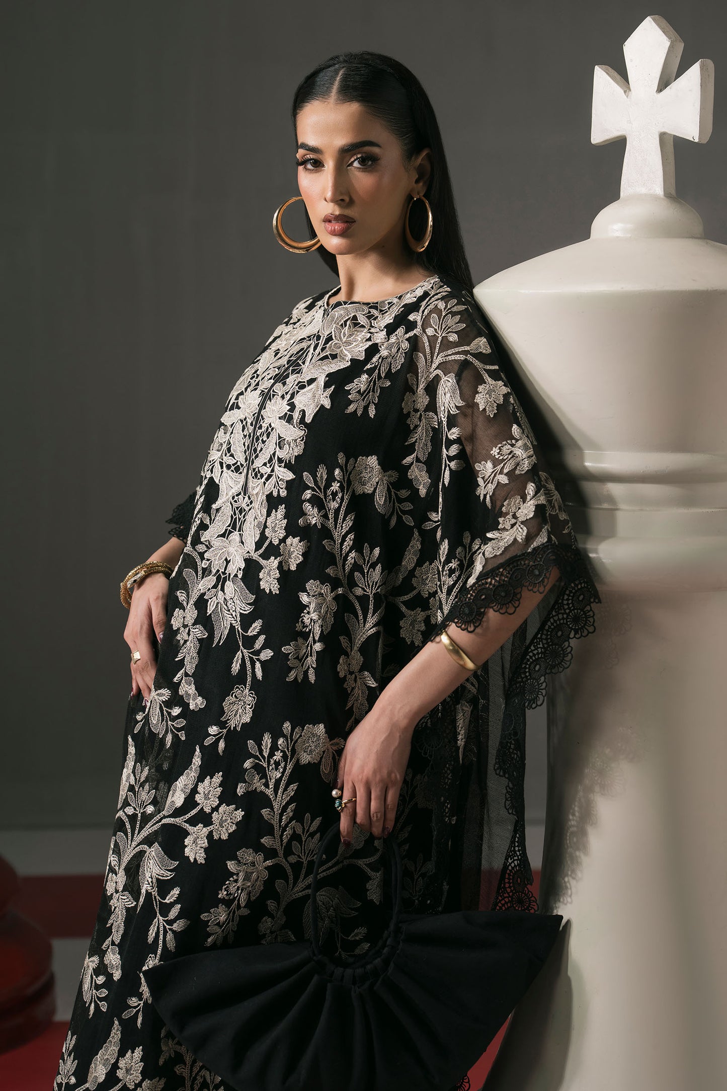 3 Piece Embroidered Cotton Net Suit