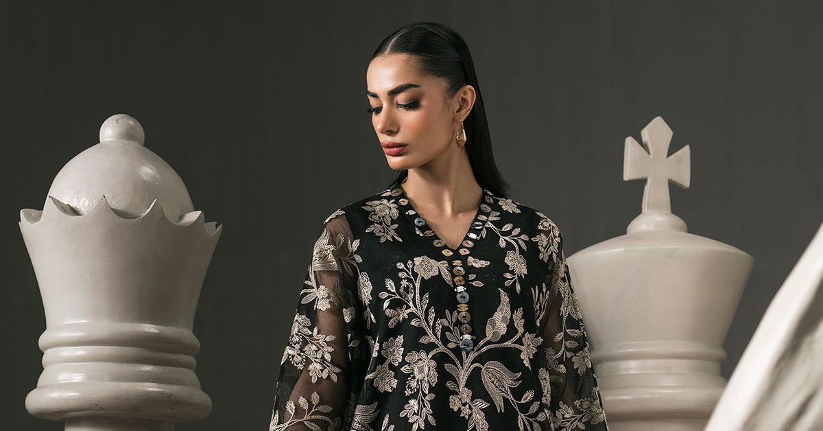 3 Piece Embroidered Cotton Net Suit