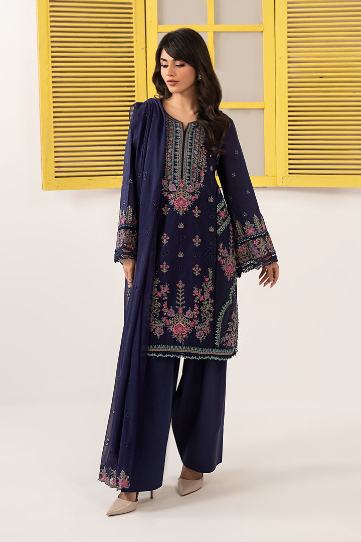 3 Piece Embroidered Dobby Lawn Suit All Products DWE2624-ESM-BLU