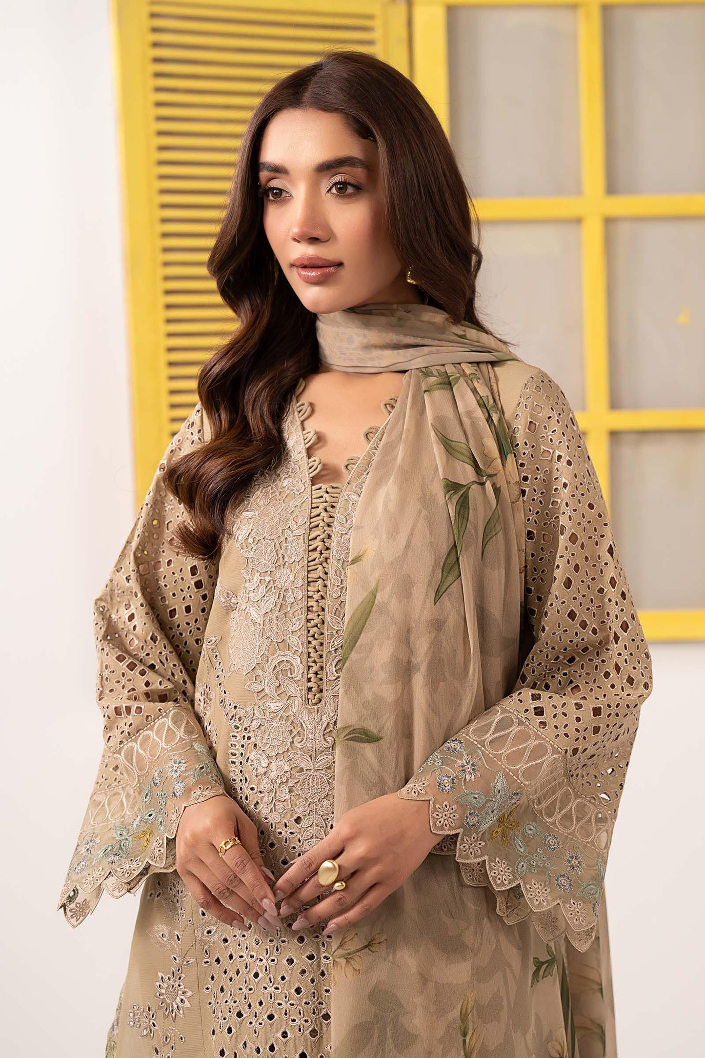 3 Piece Embroidered Dobby Lawn Suit