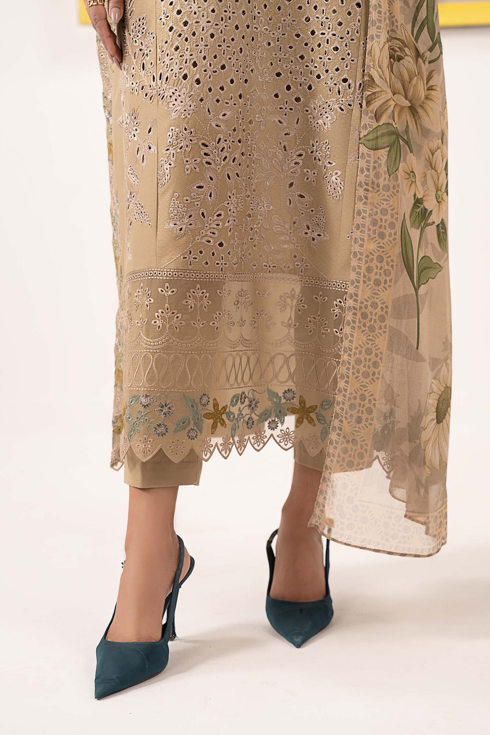 3 Piece Embroidered Dobby Lawn Suit