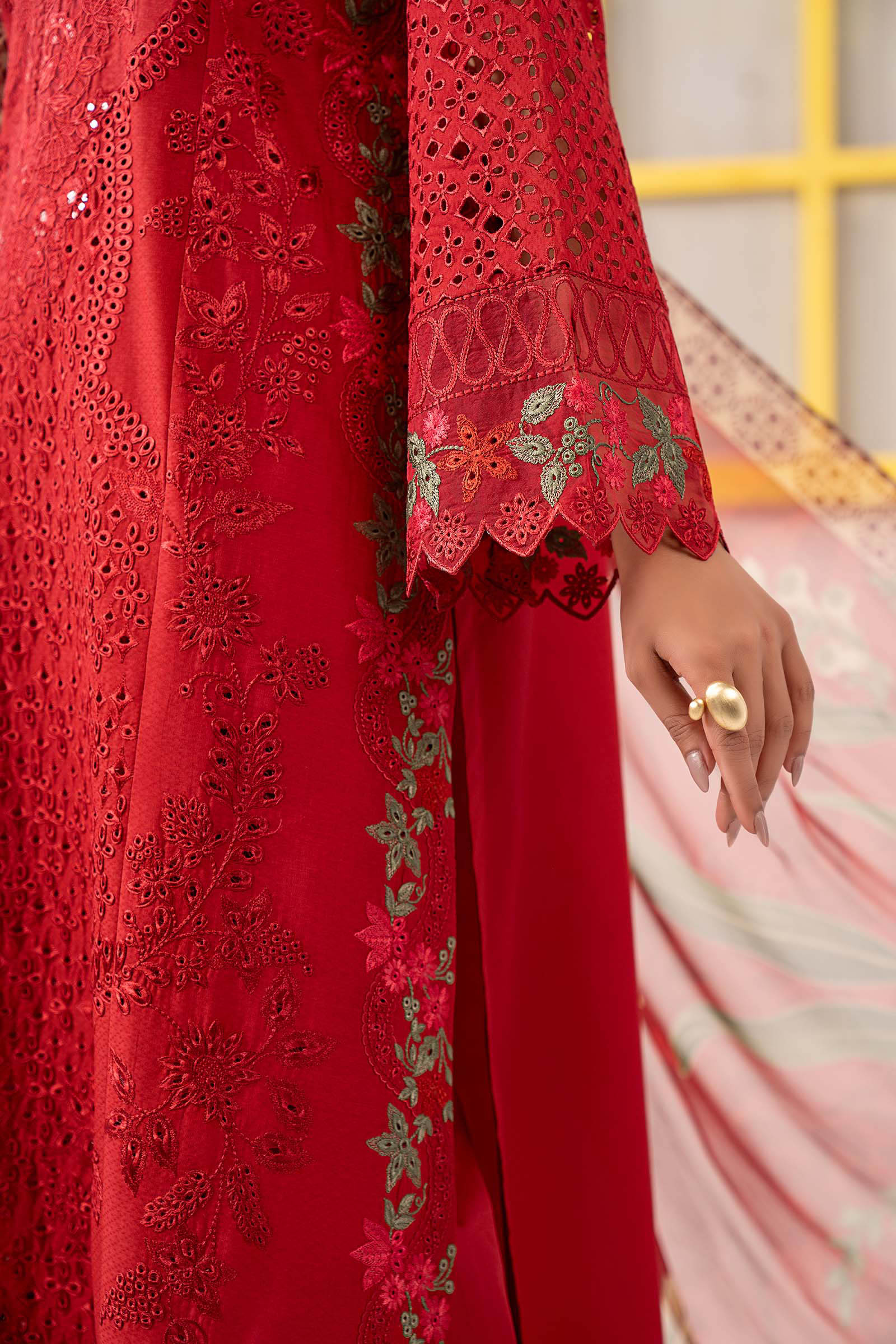 3 Piece Embroidered Dobby Lawn Suit