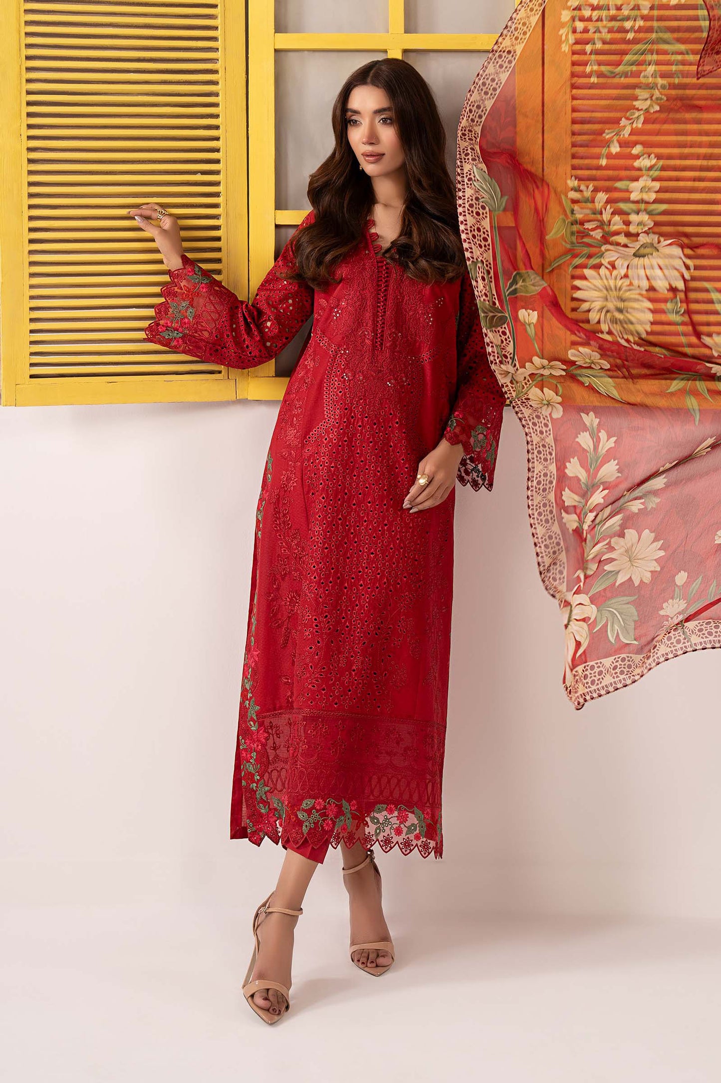 3 Piece Embroidered Dobby Lawn Suit