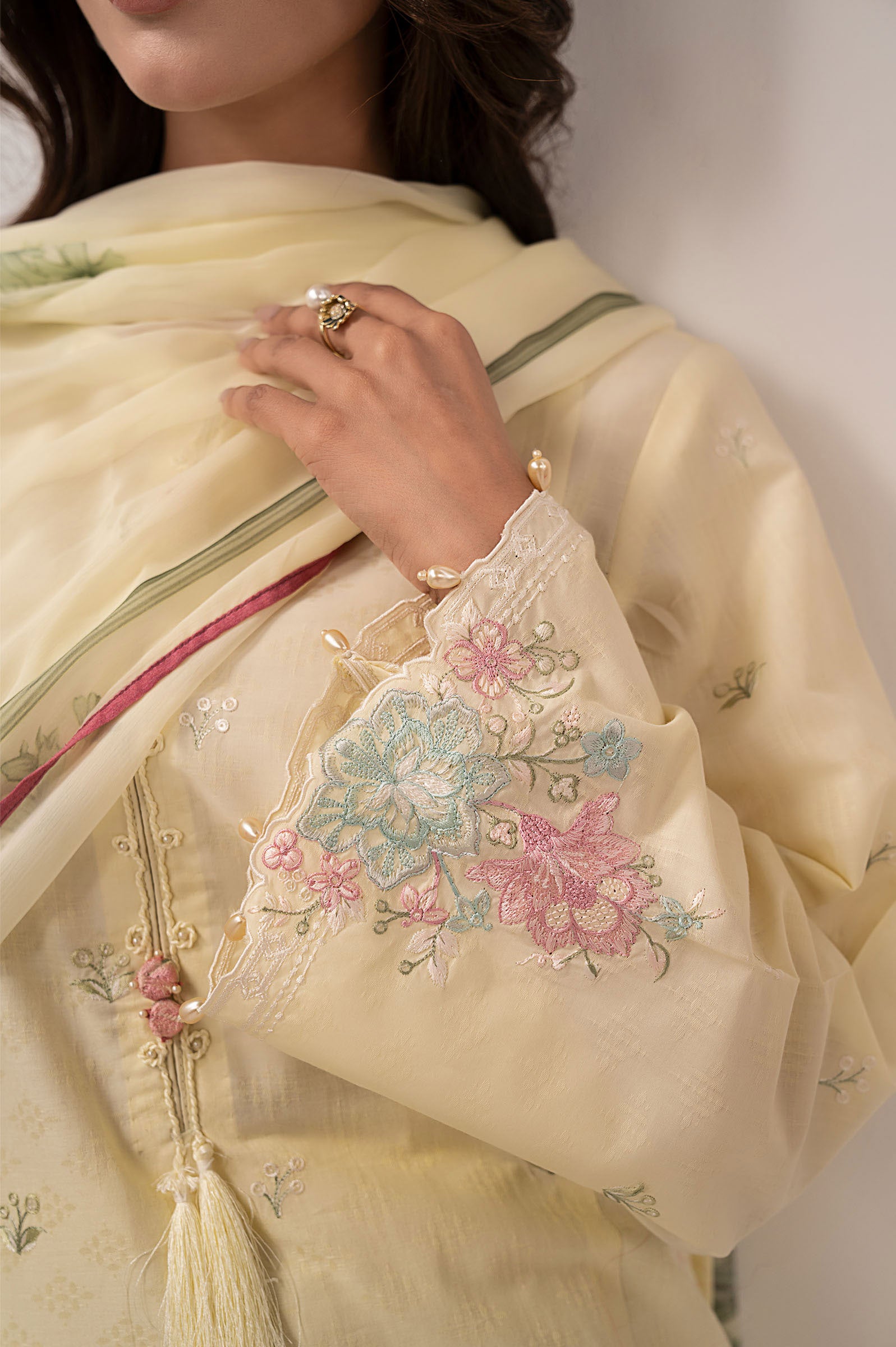 3 Piece Embroidered Dobby Lawn Suit