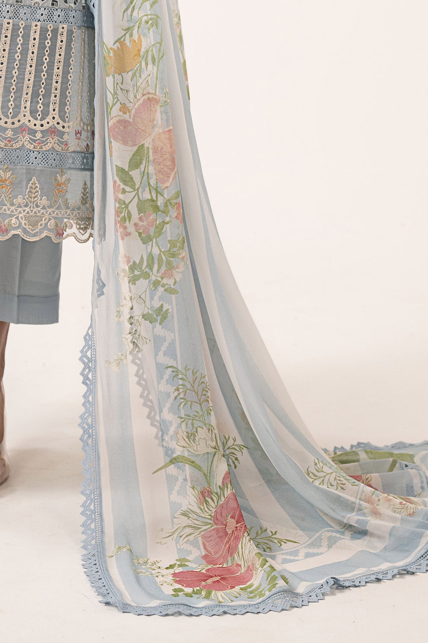 3 Piece Embroidered Dobby Lawn Suit