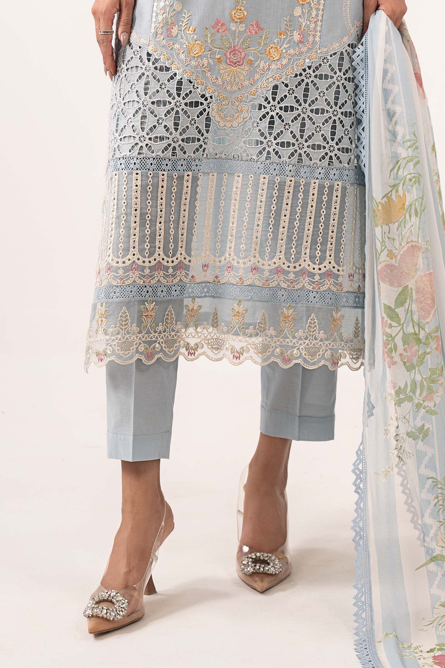 3 Piece Embroidered Dobby Lawn Suit