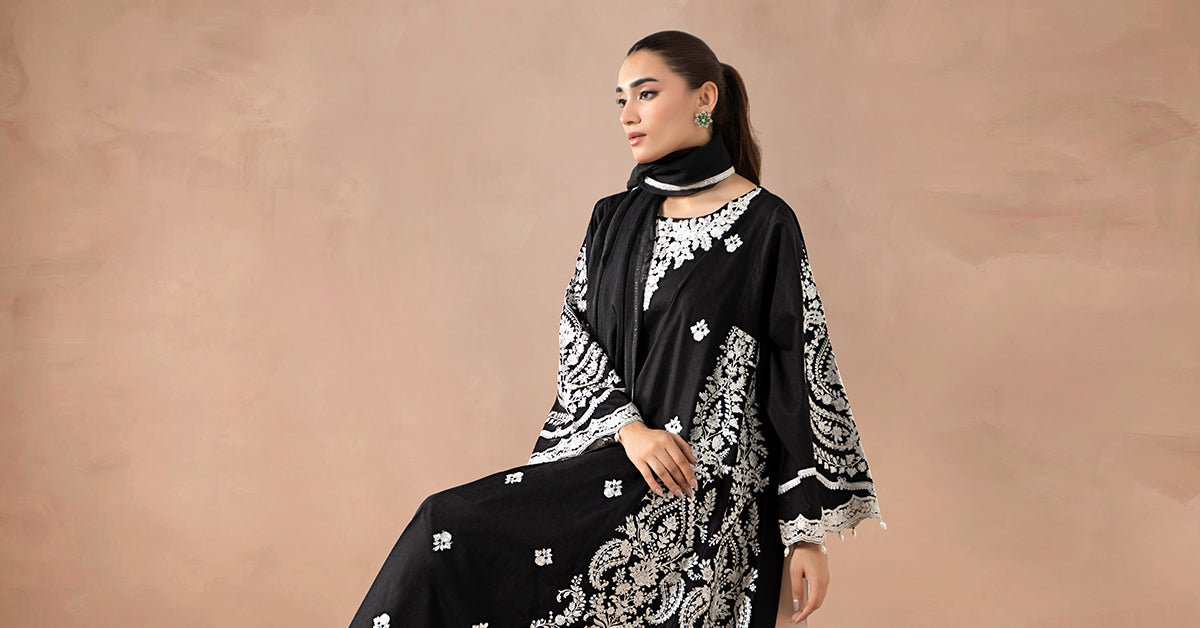 3 Piece Embroidered Self Jacquard Suit