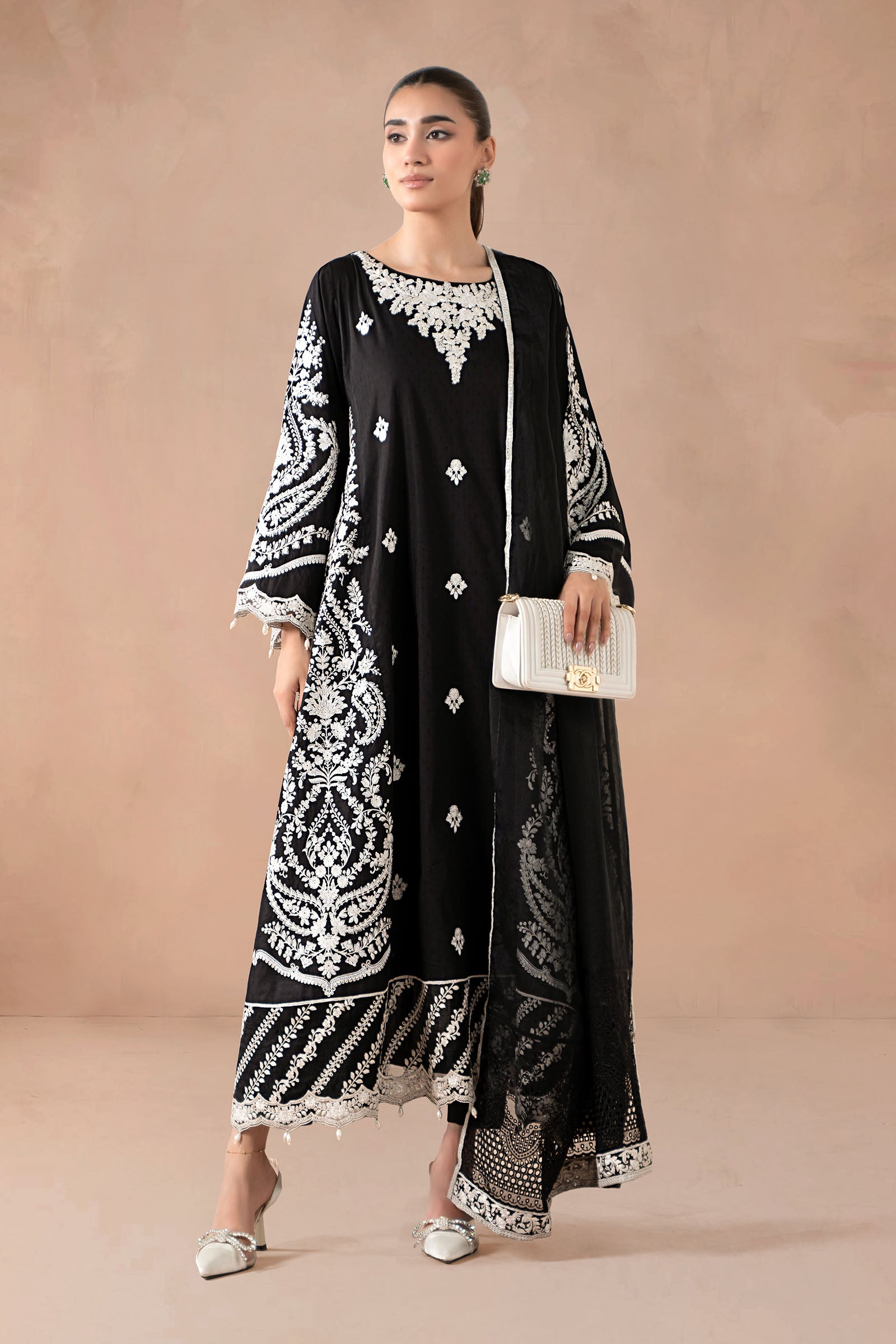 3 Piece Embroidered Self Jacquard Suit