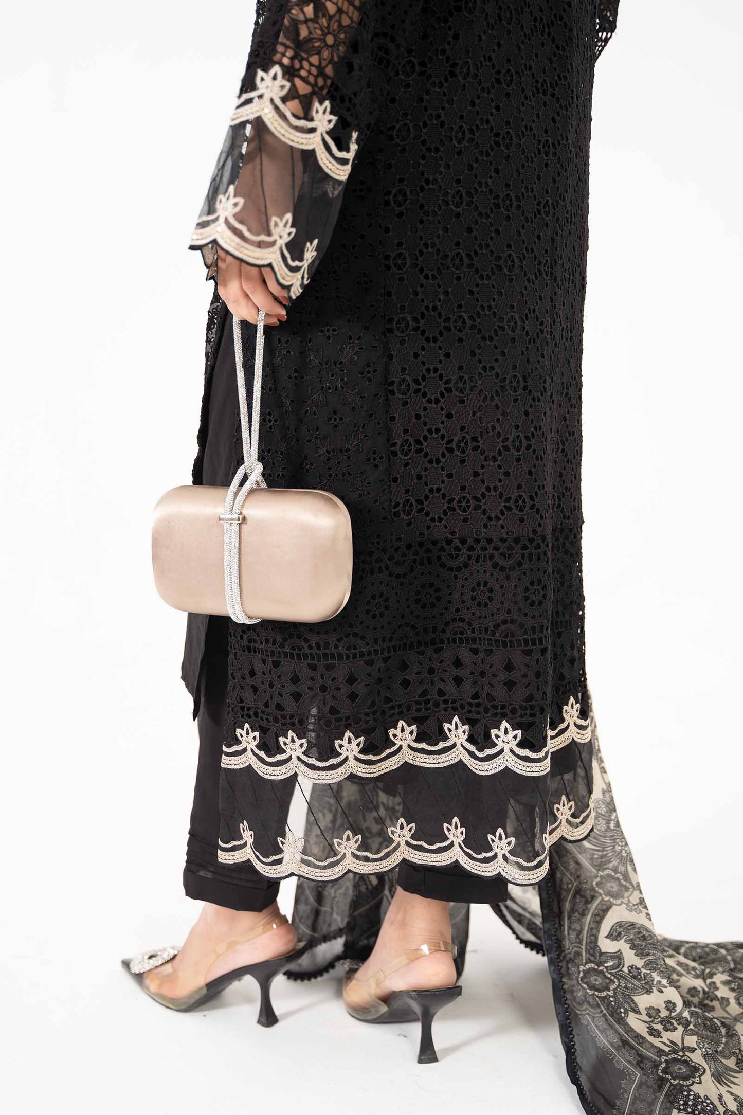 3 Piece Embroidered Bemberg Chiffon Suit