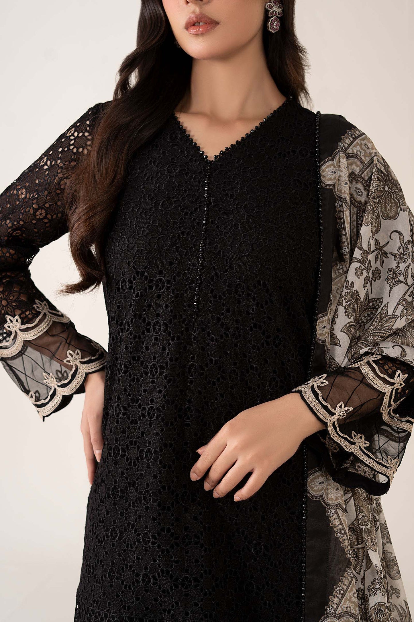 3 Piece Embroidered Chiffon Suit