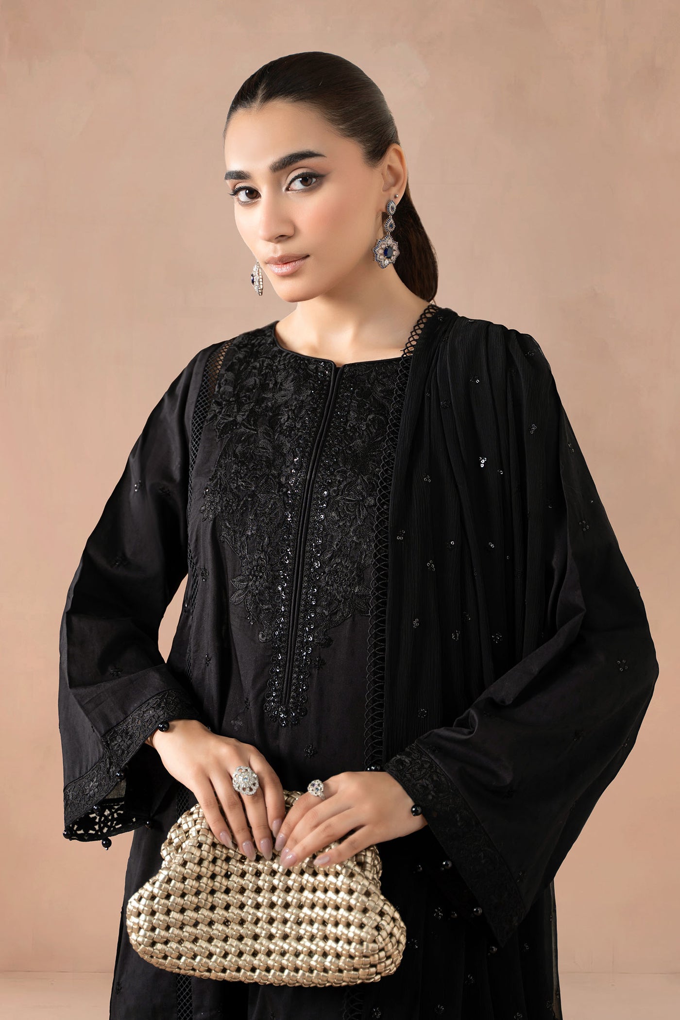 3 Piece Embroidered Self Jacquard Suit