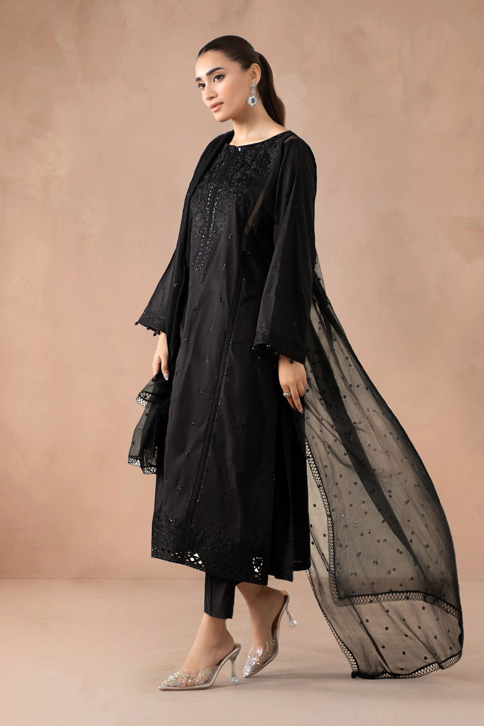 3 Piece Embroidered Self Jacquard Suit