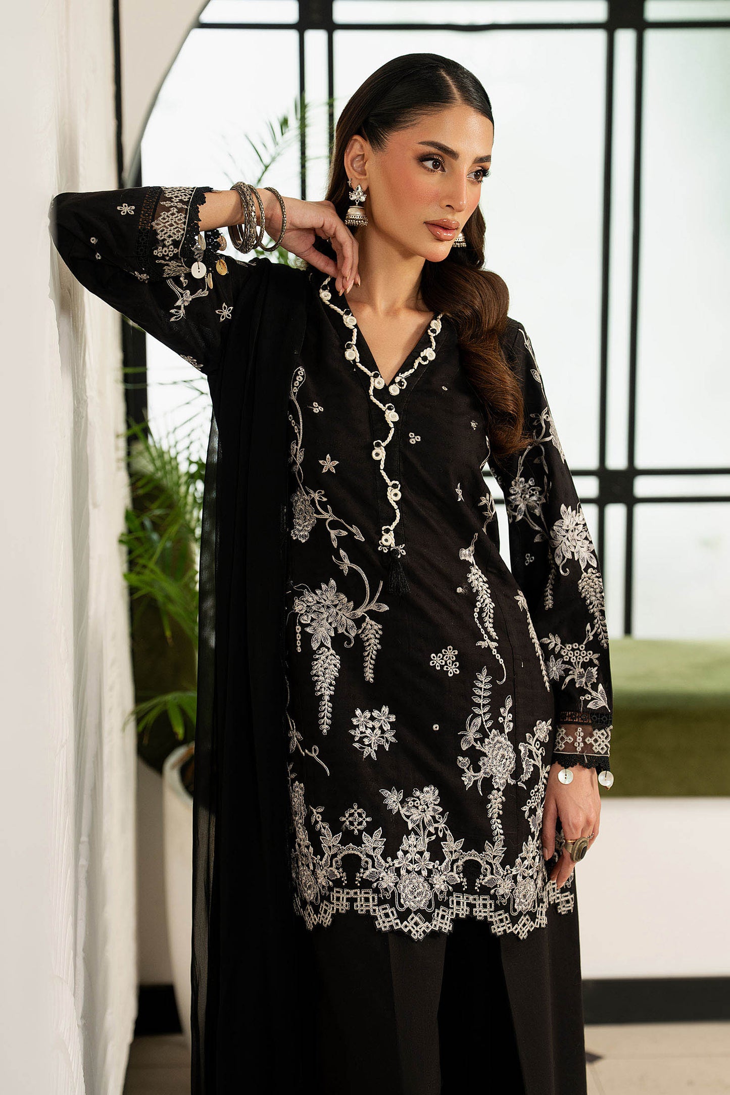 3 Piece Embroidered Dobby Lawn Suit