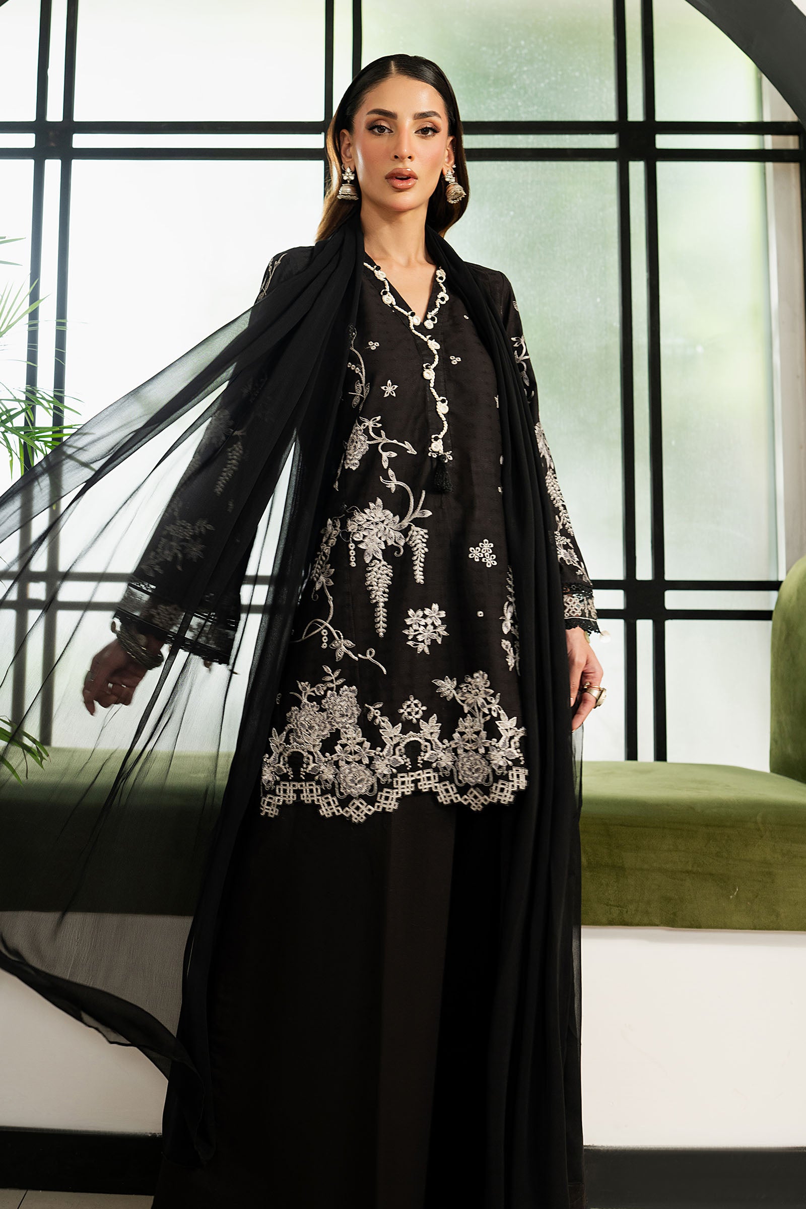 3 Piece Embroidered Dobby Lawn Suit