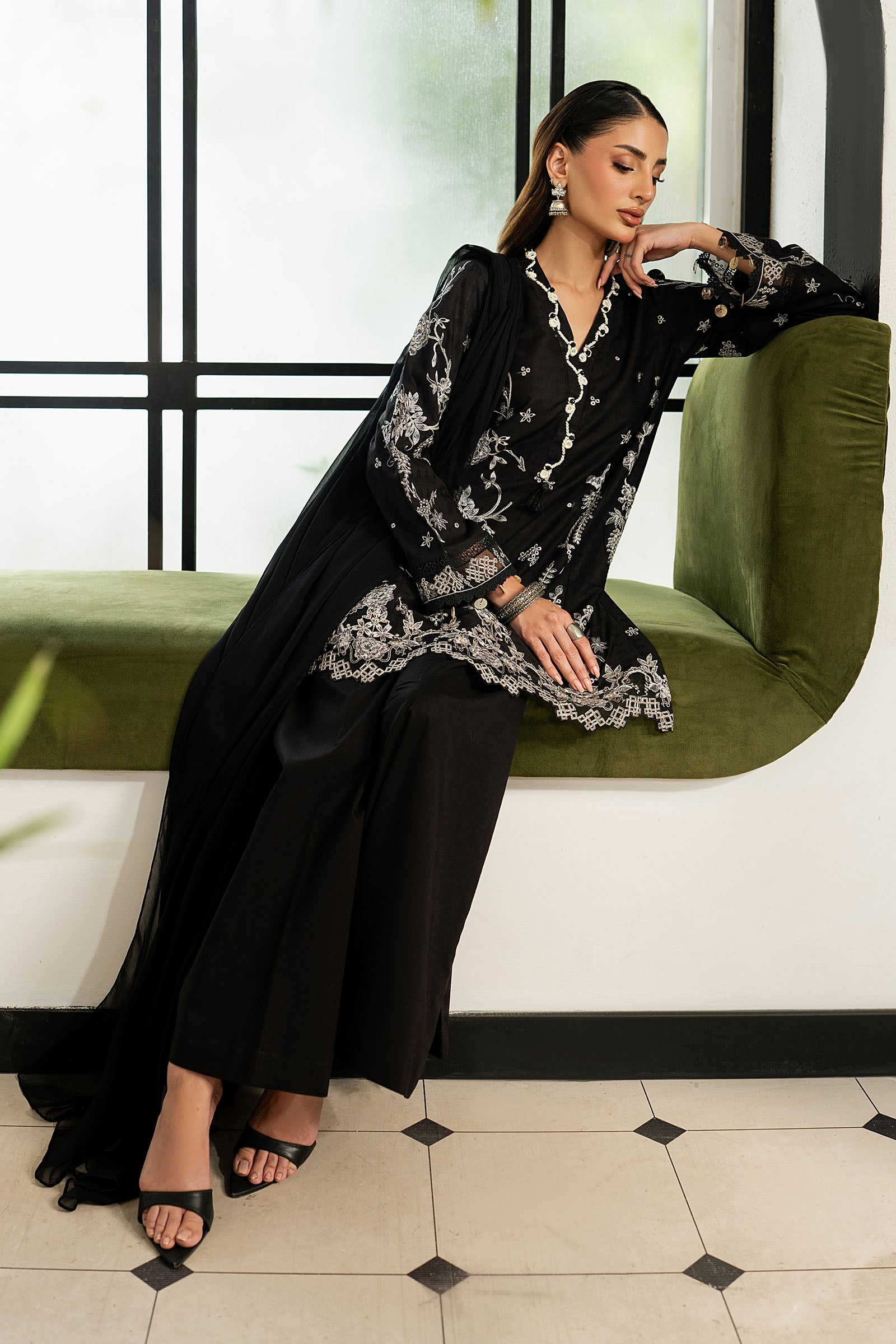 3 Piece Embroidered Dobby Lawn Suit