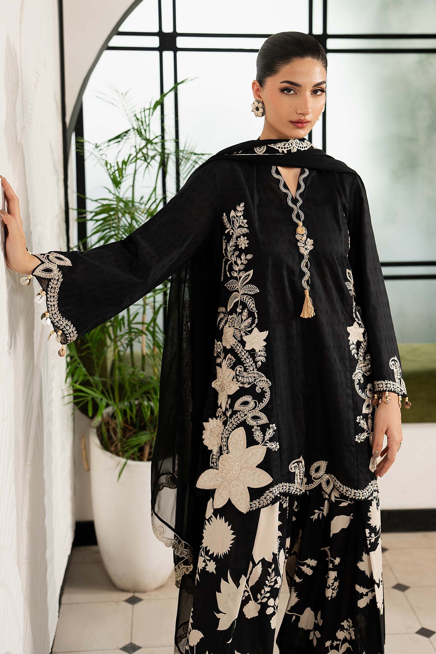 3 Piece Embroidered Dobby Lawn Suit