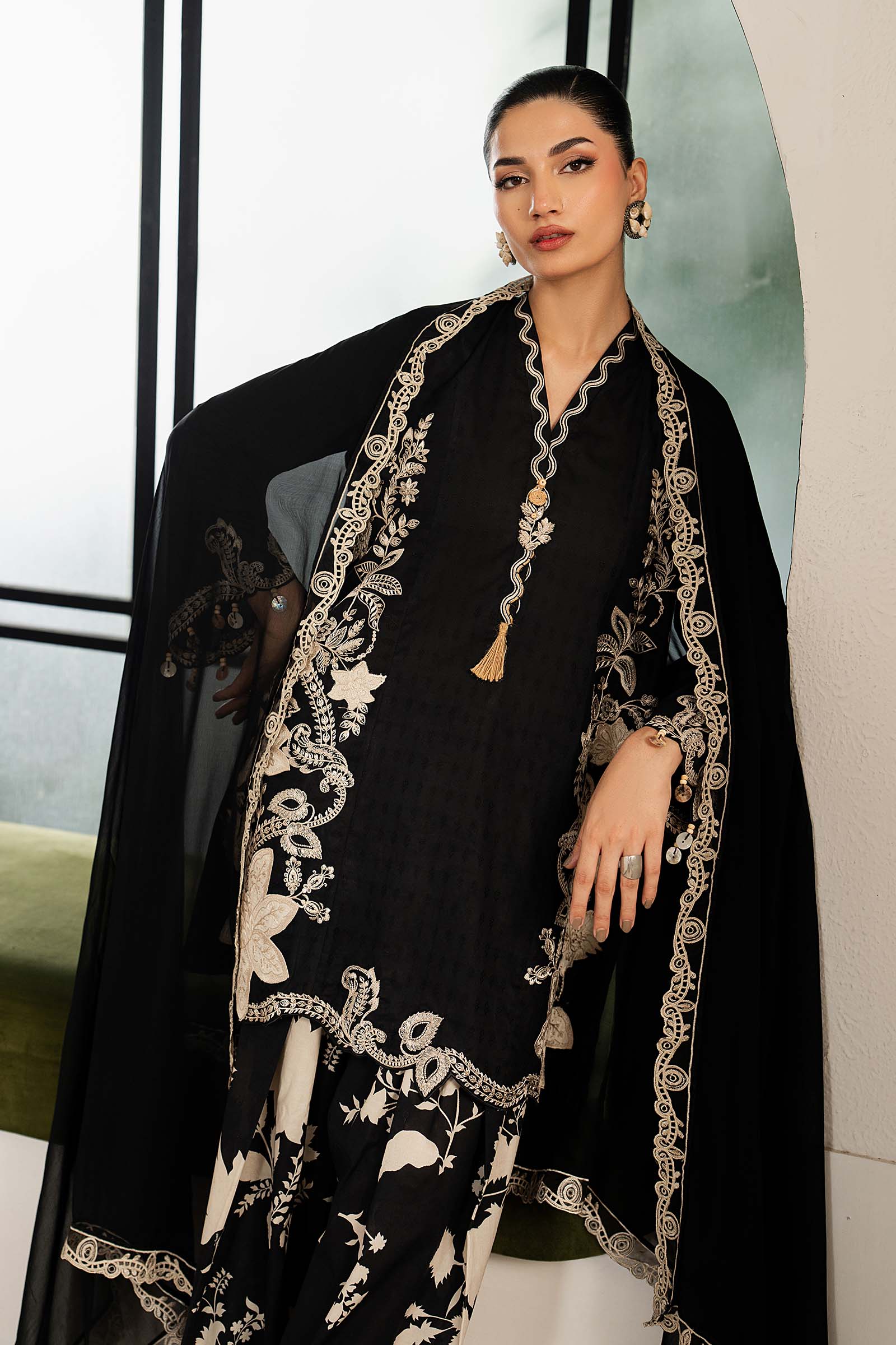 3 Piece Embroidered Dobby Lawn Suit