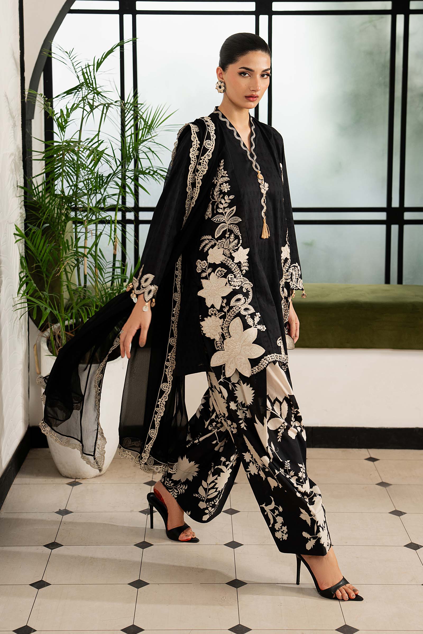 3 Piece Embroidered Dobby Lawn Suit