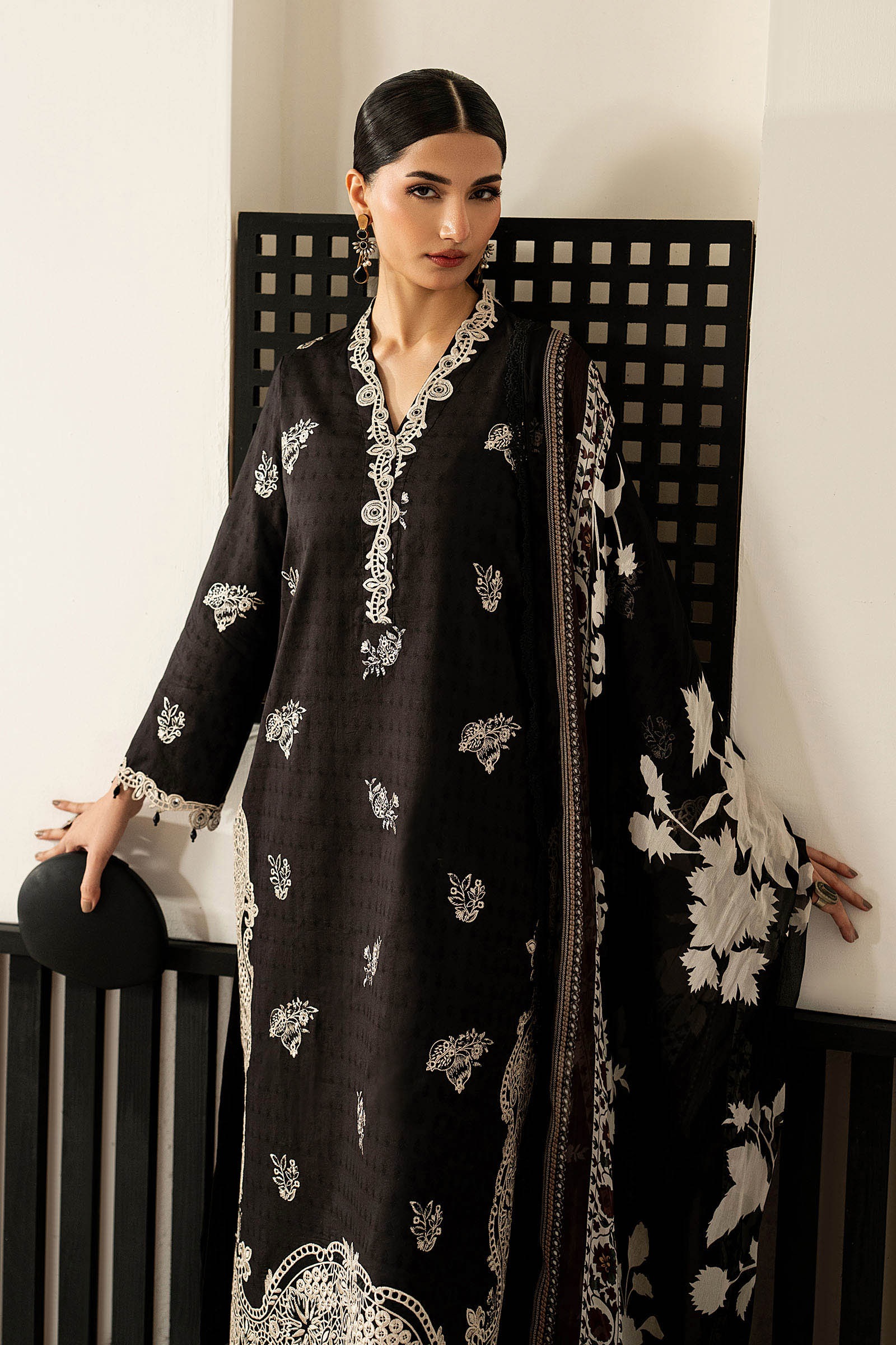 3 Piece Embroidered Dobby Lawn Suit