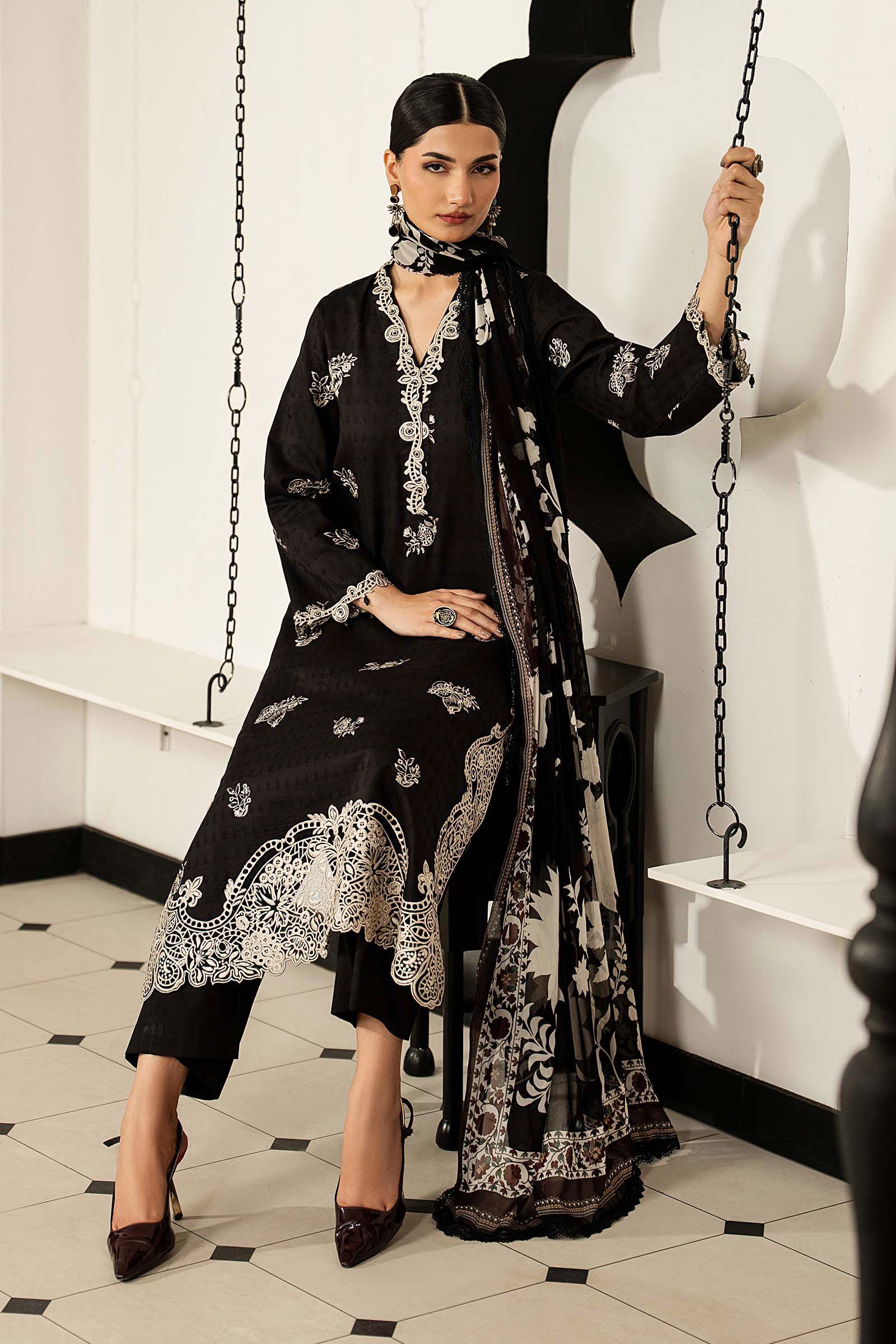 3 Piece Embroidered Dobby Lawn Suit