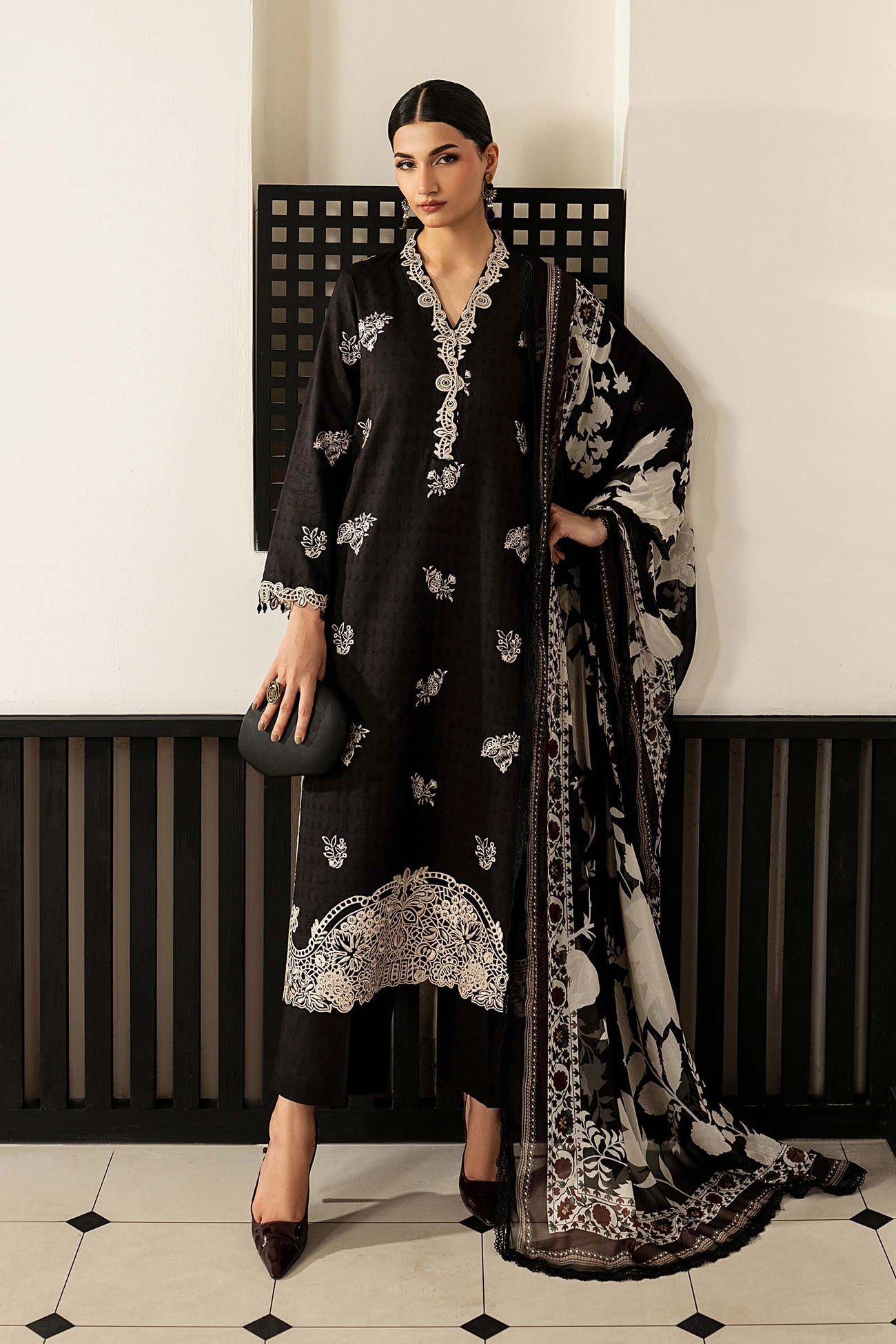 3 Piece Embroidered Dobby Lawn Suit