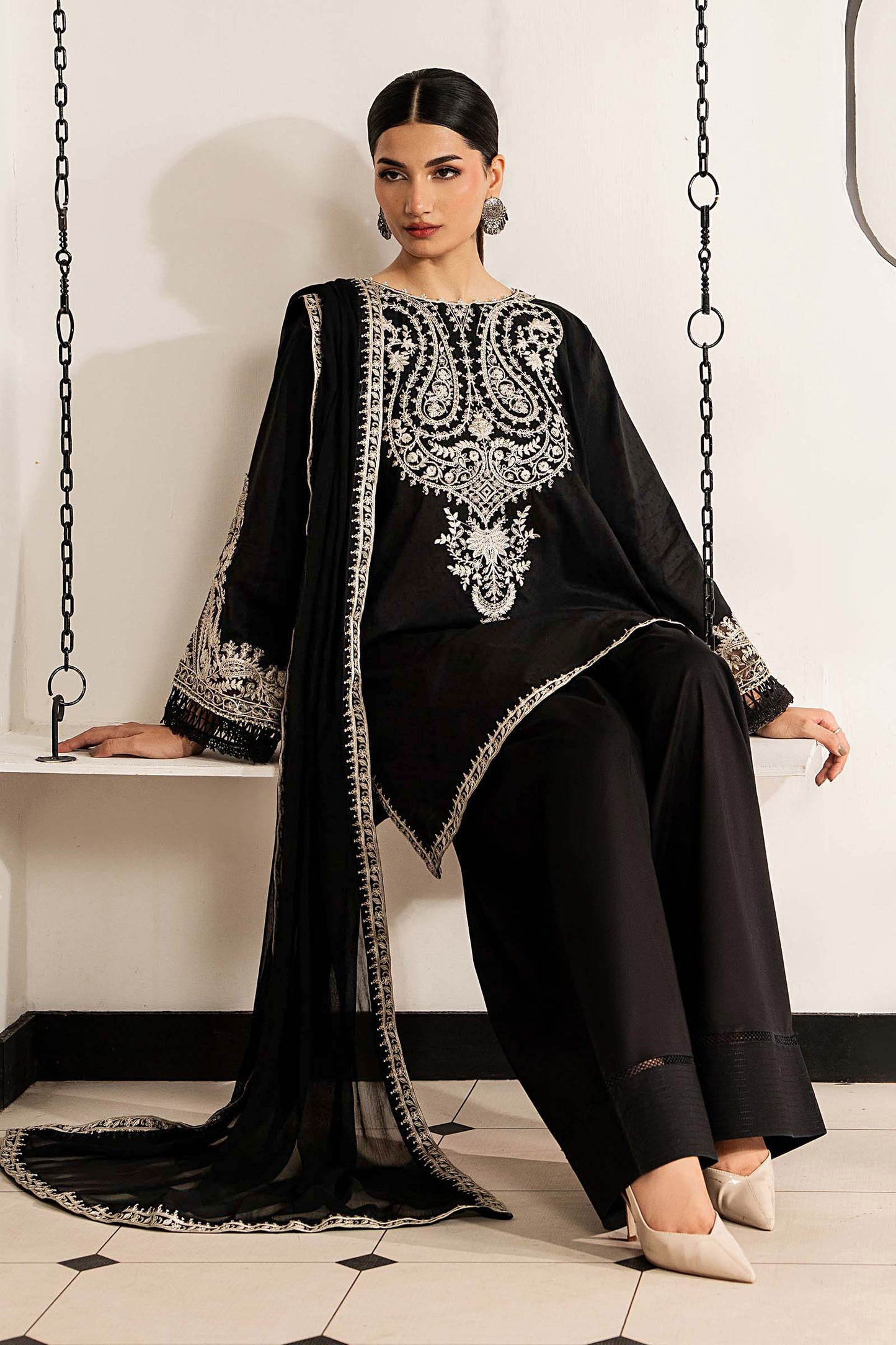 3 Piece Embroidered Dobby Lawn Suit