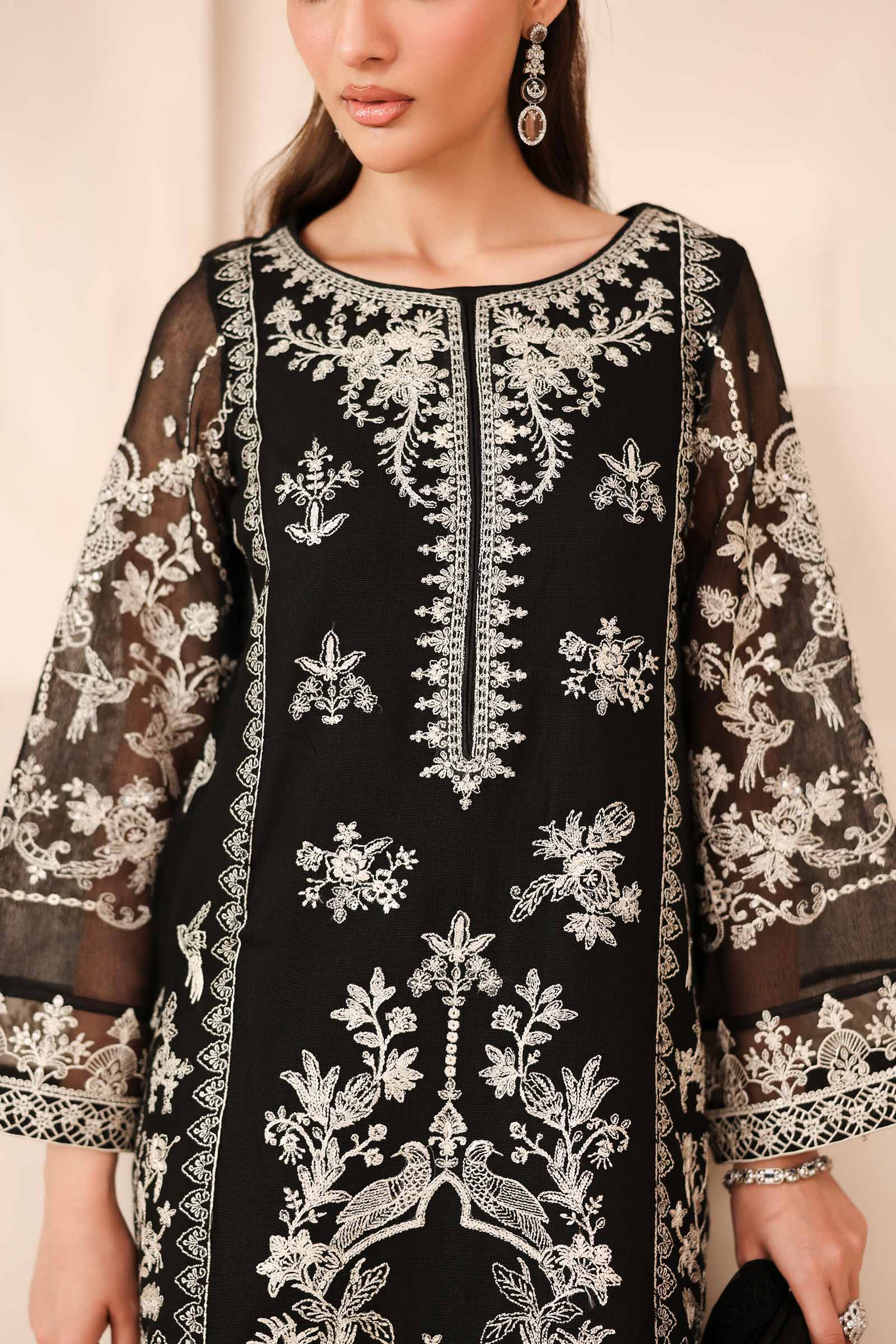 3 Piece Embroidered Cotton Net Suit