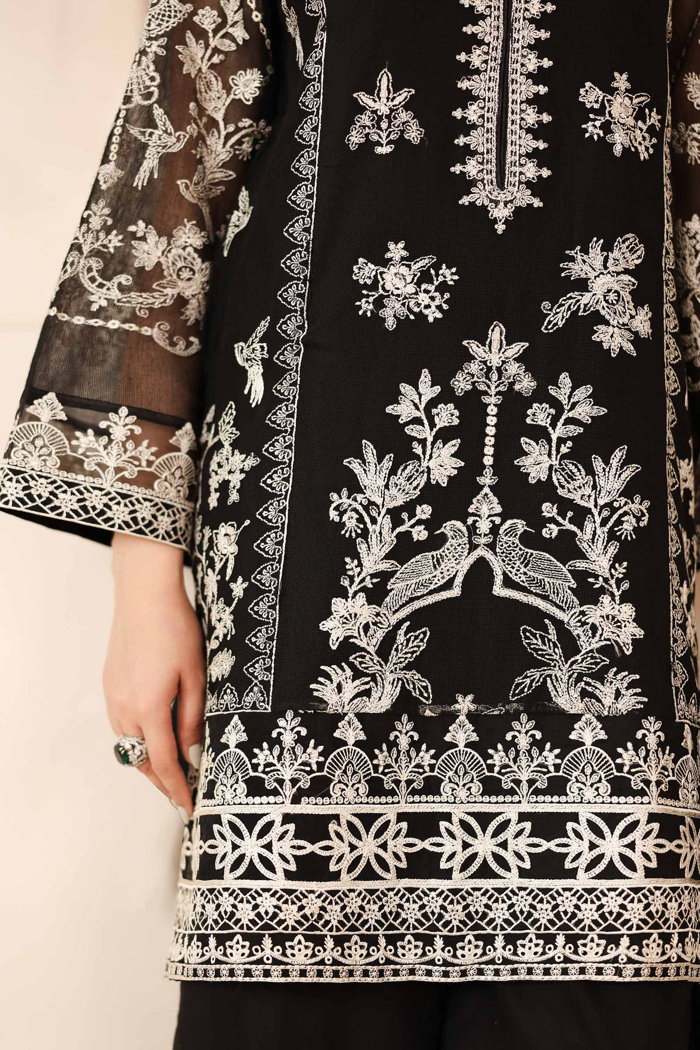 3 Piece Embroidered Cotton Net Suit